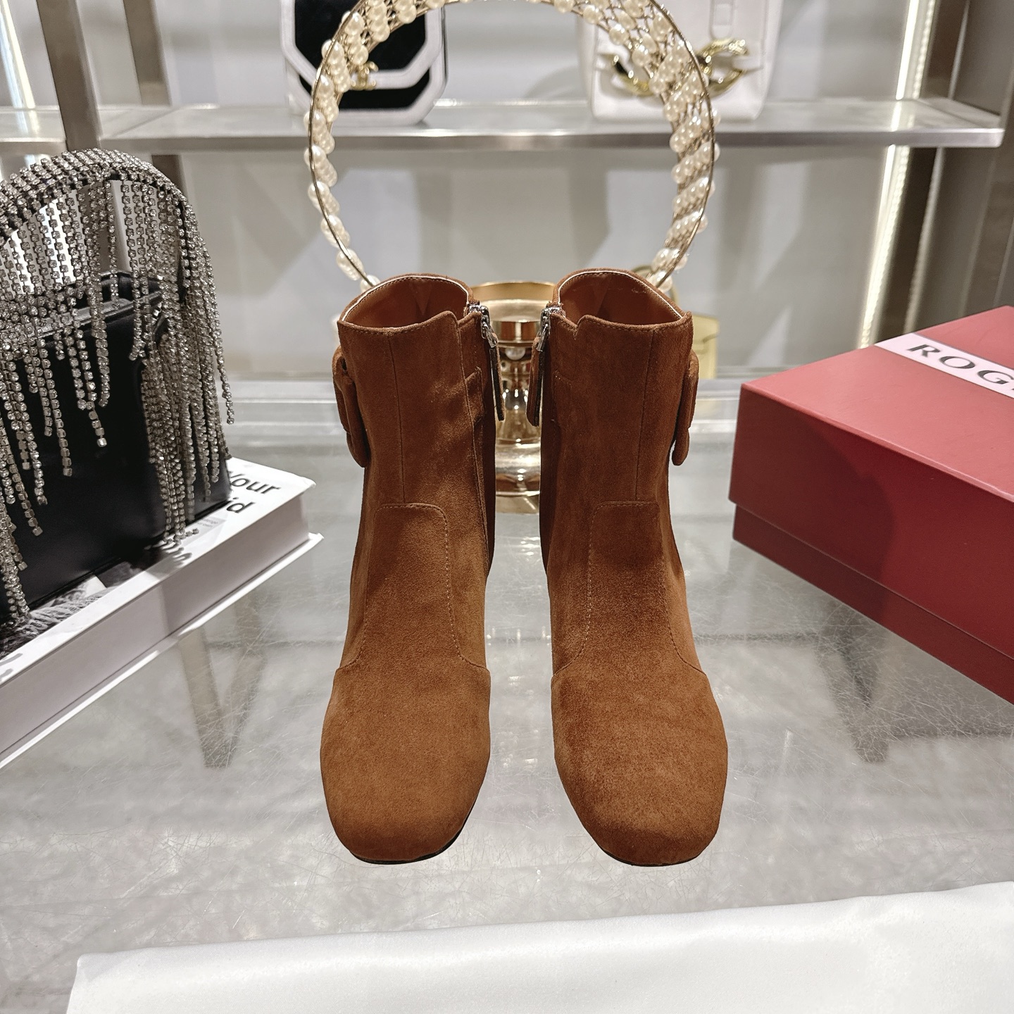 Roger Vivier Women's Brown Suede Heeled Ankle Boots, Size 35-40