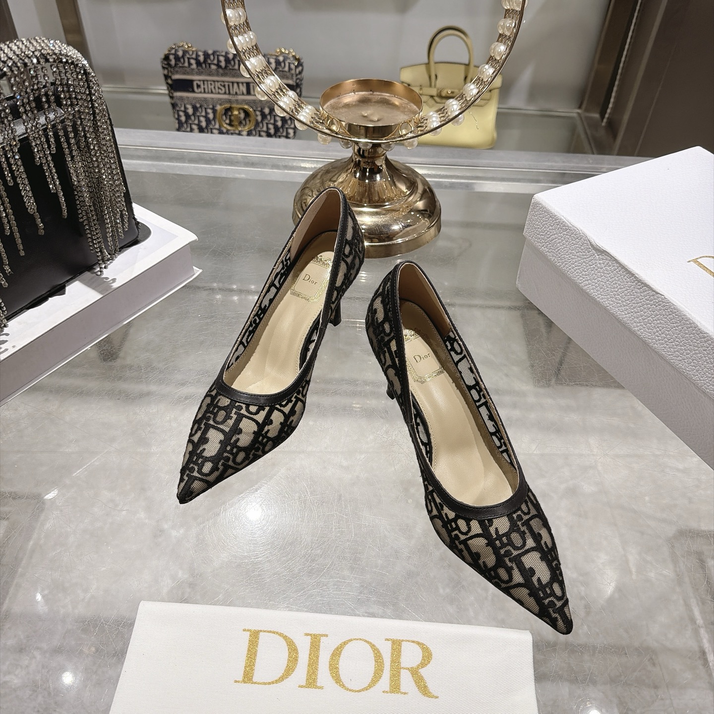 Dior Black Oblique Pointed Pumps