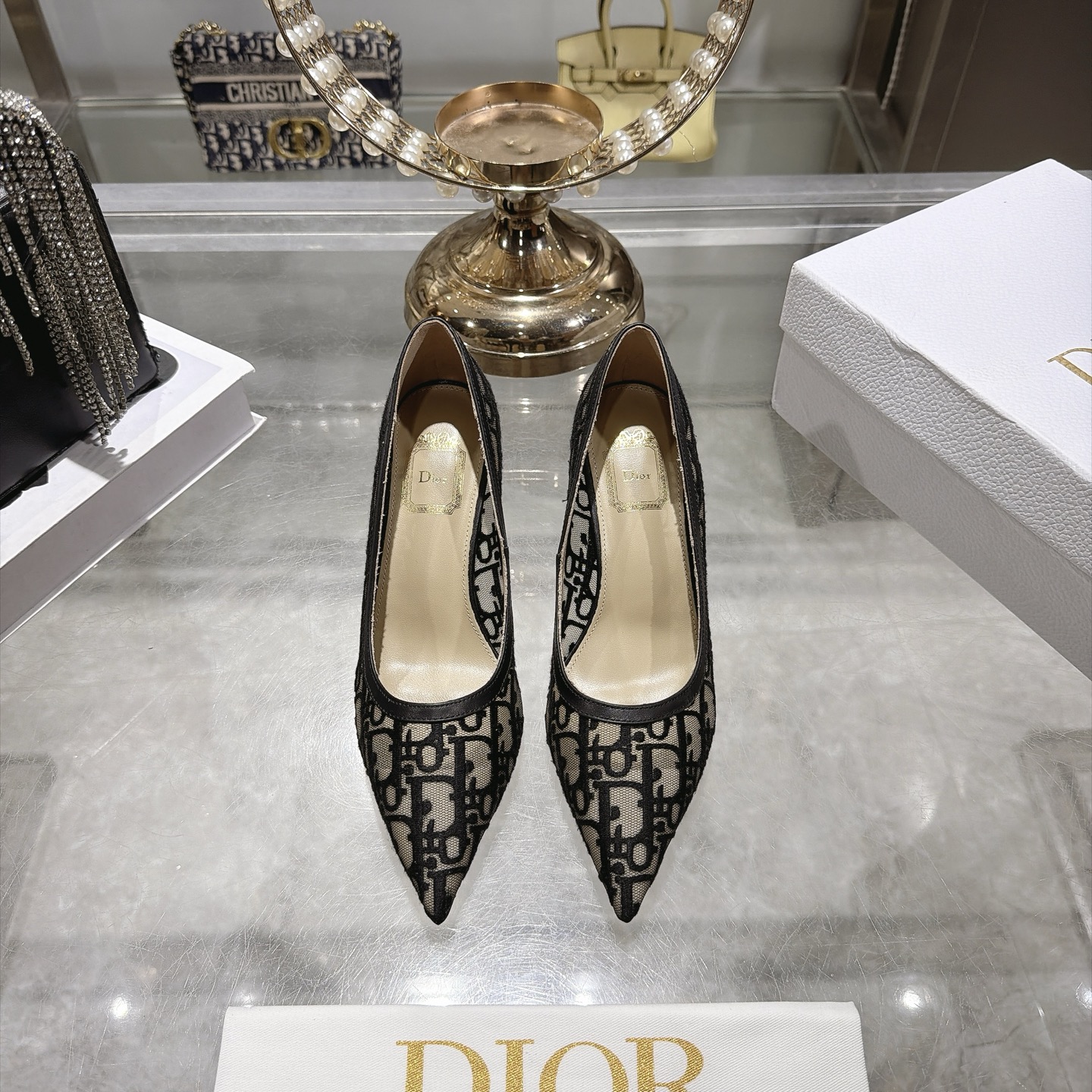 Dior Black Oblique Pointed Pumps