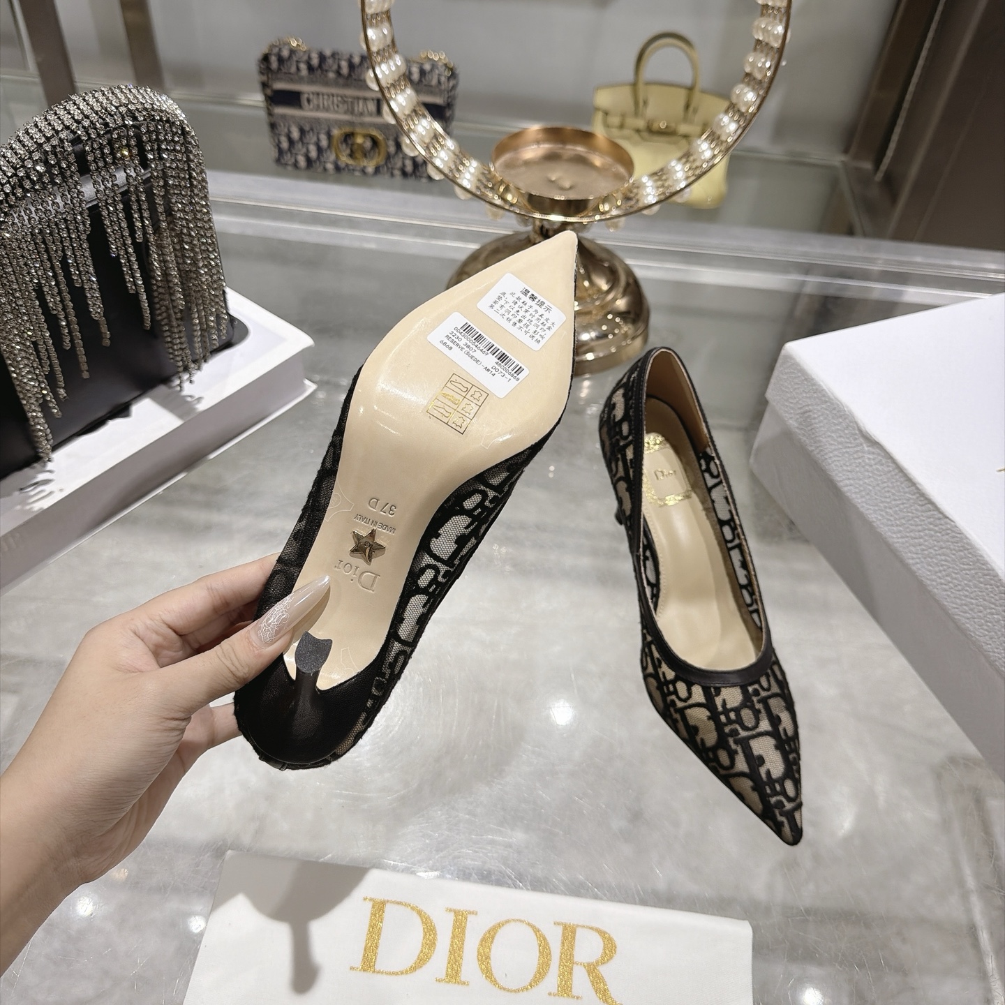 Dior Black Oblique Pointed Pumps
