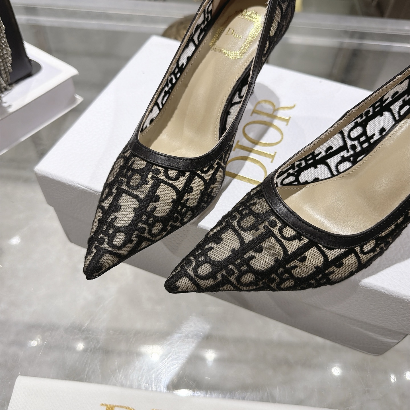 Dior Black Oblique Pointed Pumps