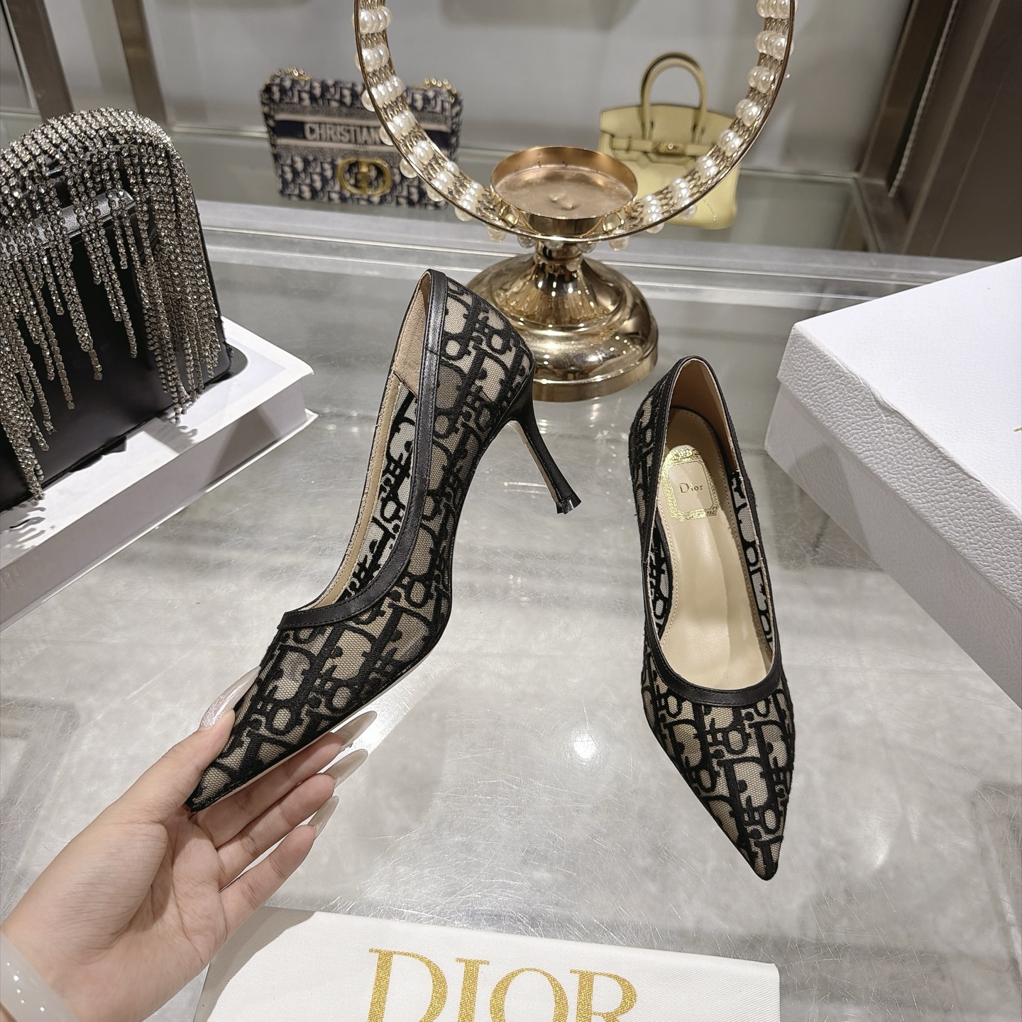 Dior Black Oblique Pointed Pumps