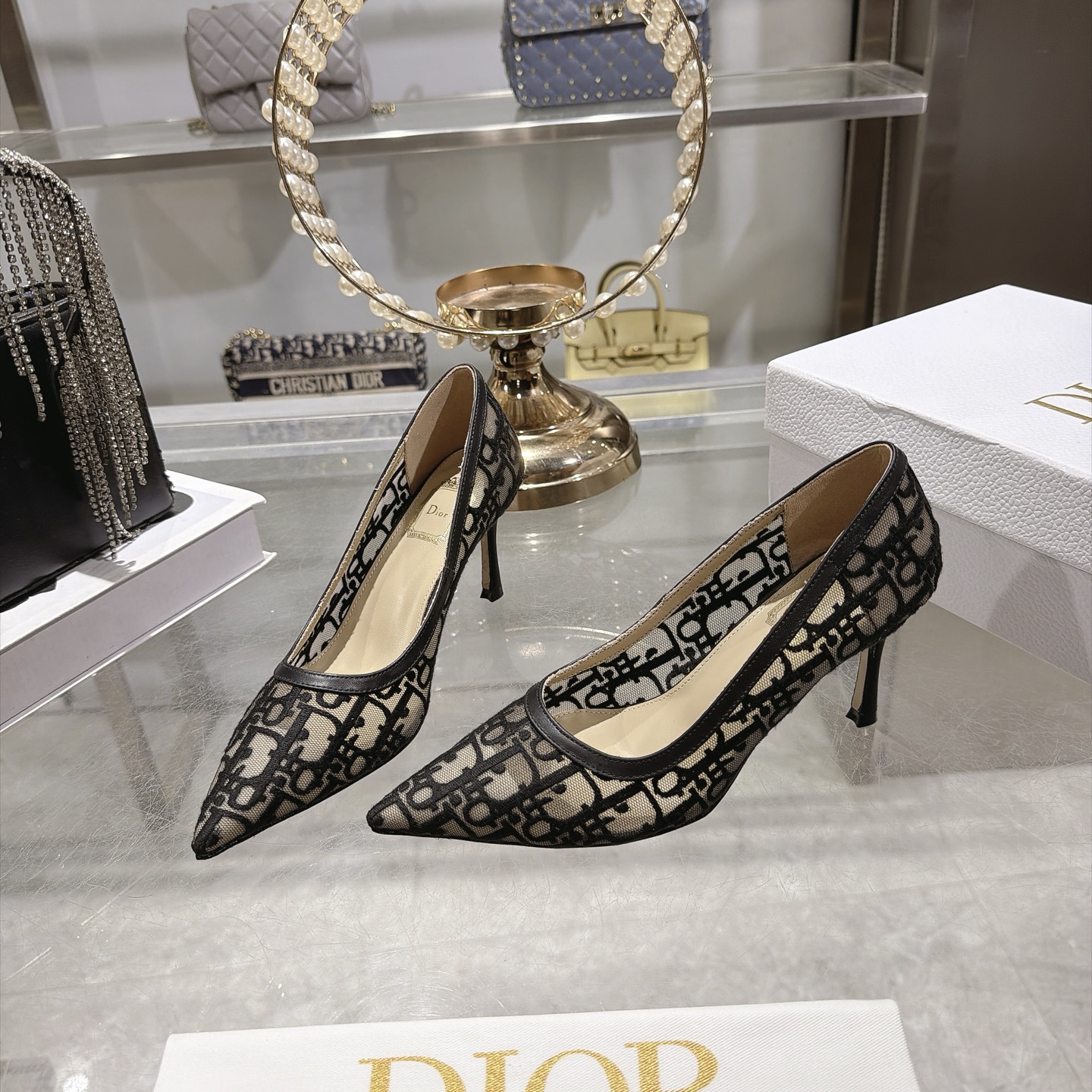 Dior Black Oblique Pointed Pumps