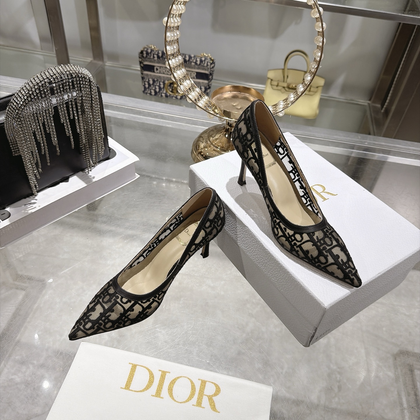 Dior Black Oblique Pointed Pumps