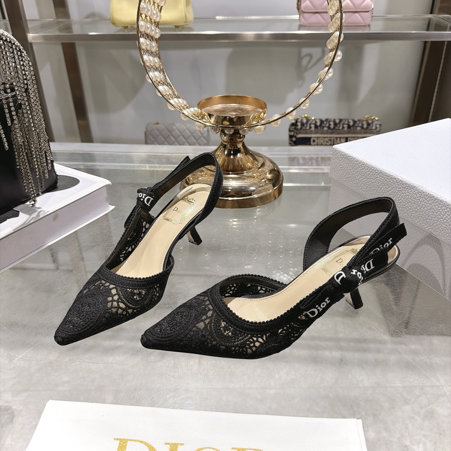 Black Pointed Toe Slingback Pumps