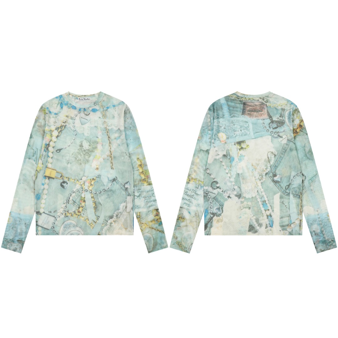 Acne Studios 早春3D蕾丝珍珠条印花长袖T恤女高级感辣妹风上衣薄款显瘦打底
款号:AC920
批发价:103
码数:S M L
颜色:图片色