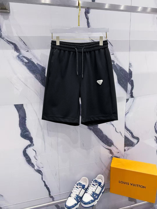 Prada Men's Black Cotton Blend Casual Shorts with Logo, Summer 2025 1 Prada Men's Black Cotton Blend Casual Shorts with Logo, Summer 2025