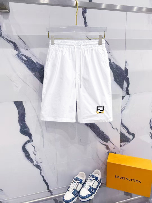 Fendi Men's White Cotton Blend Shorts With Logo