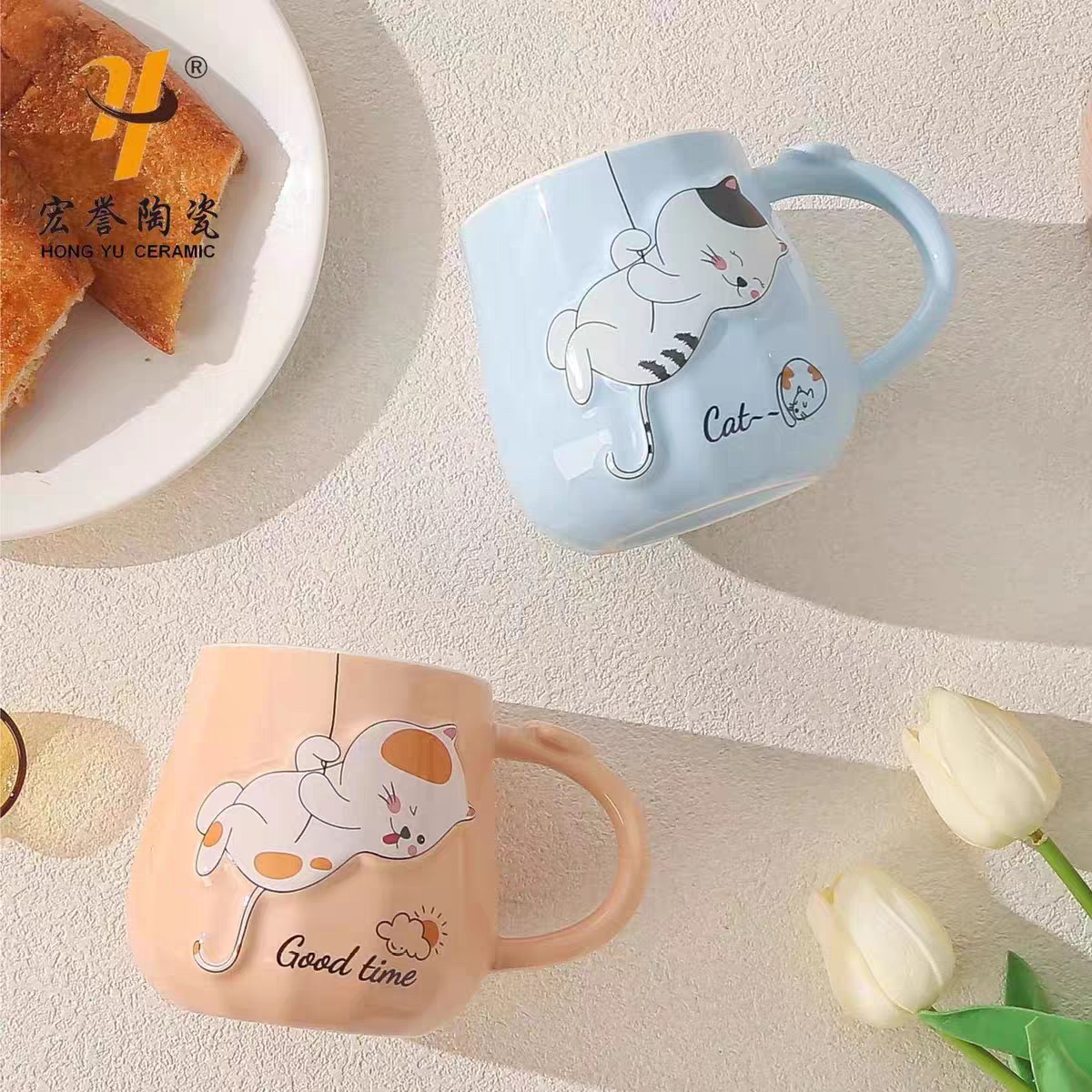 调皮小猫气球陶瓷杯，