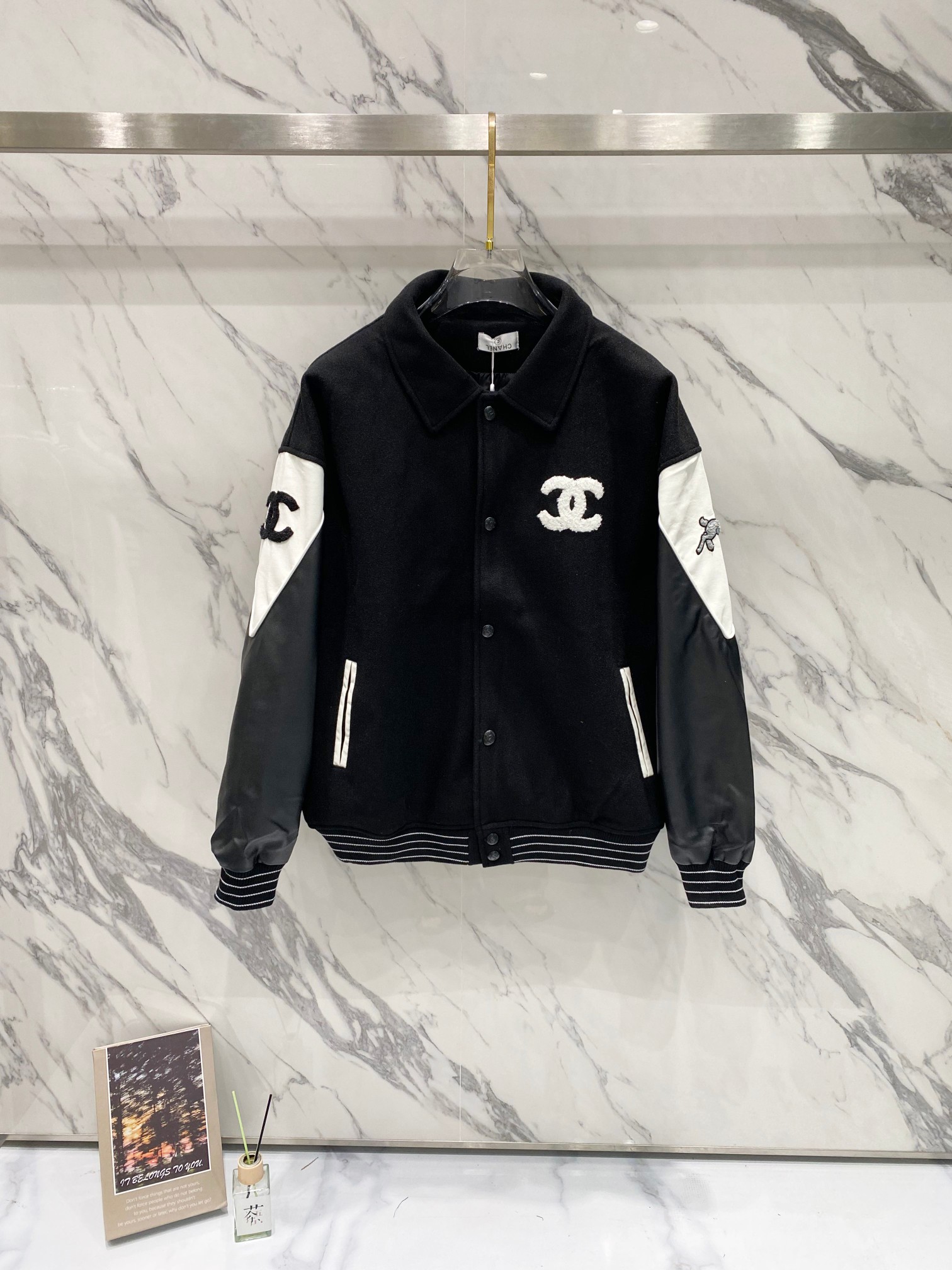 Chanel Embroidered Baseball Jacket - Chic Wool Blend Varsity Style