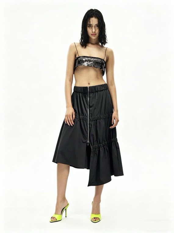 NO:807816,26ss spring and summer new style Tib** asymmetrical splicing zipper fashion skirt Irregular cut design Customized fully open double-ended zipper splicing Universal and versatile style, the upper body is super fashionable, can be worn in all seasons, two colors are available for sale SML,,skirts,1986090926ss春夏新款Tib**不对称拼接拉链时尚半身裙 不规则剪栽设计 订制全开式双头拉链拼接 万能百搭款,上身超洋气,四季皆穿,两色现货发售 SML,,skirts,,Women's clothing