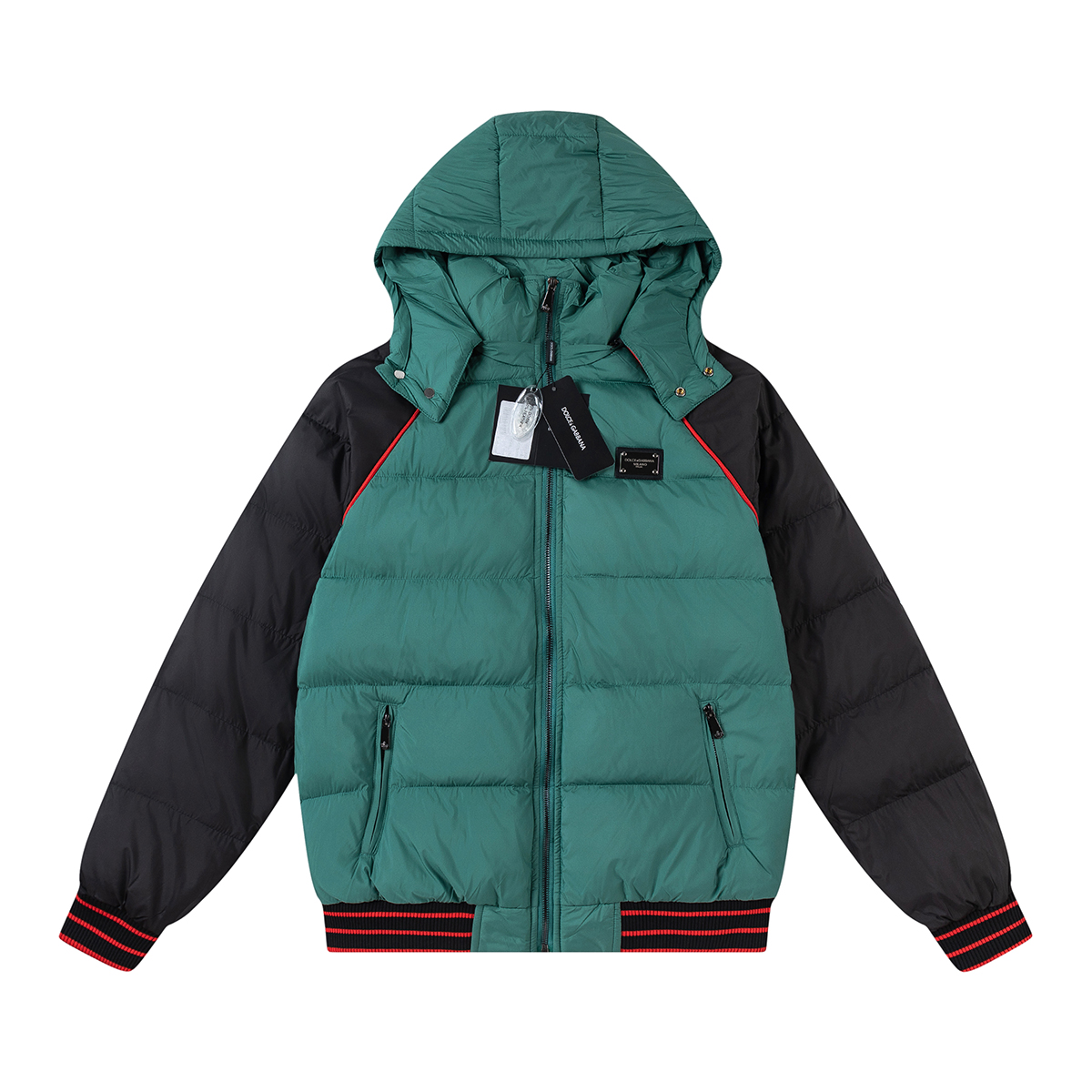 DOLCE & GABBANA 2025 nueva chaqueta de plumas con capucha desmontable, clásico estampado 3G oscuro, herrajes personaliz…
