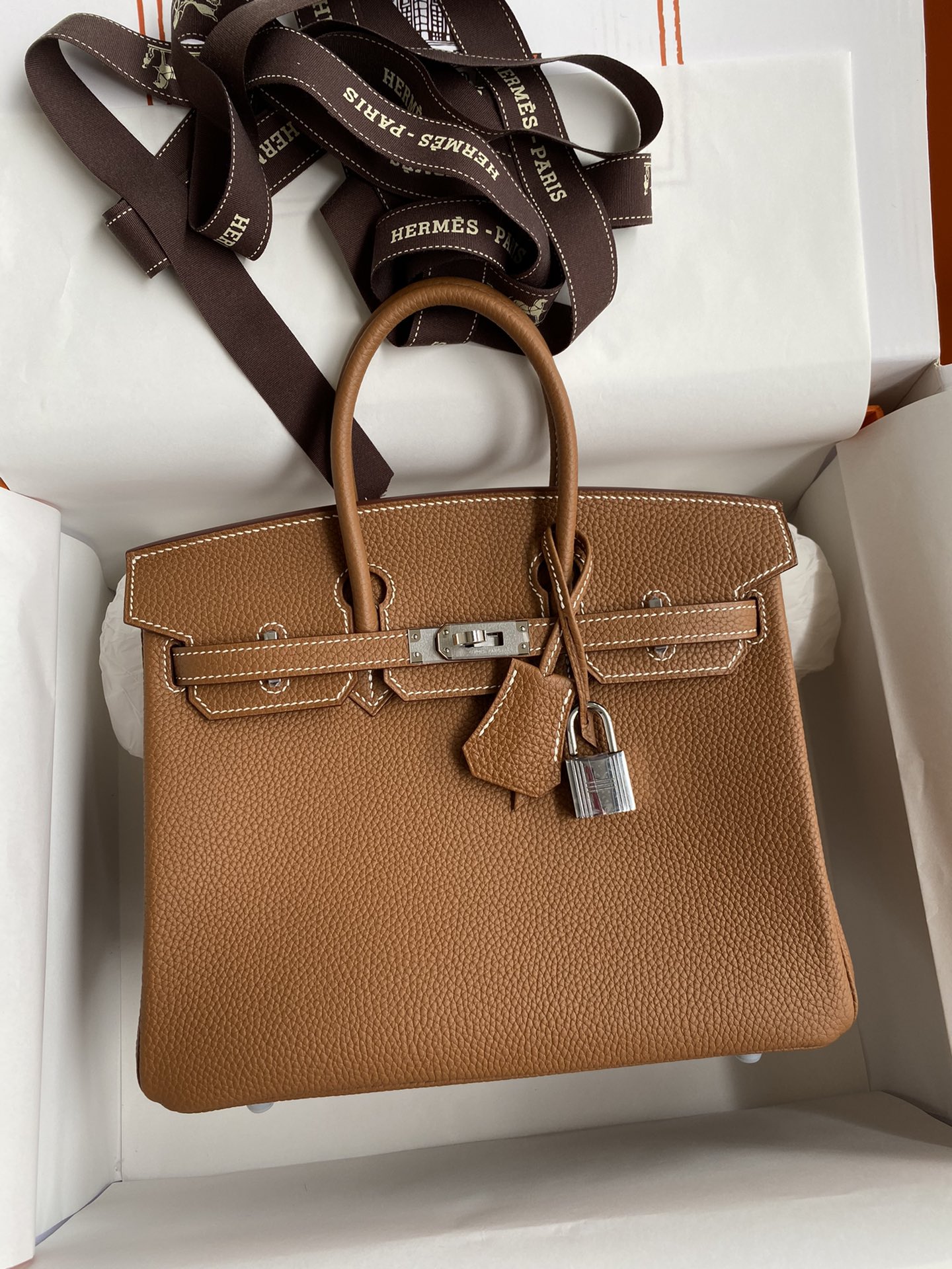 👉Birkin 35cm piel Togo importada, marrón dorado, hebilla dorada y plateada