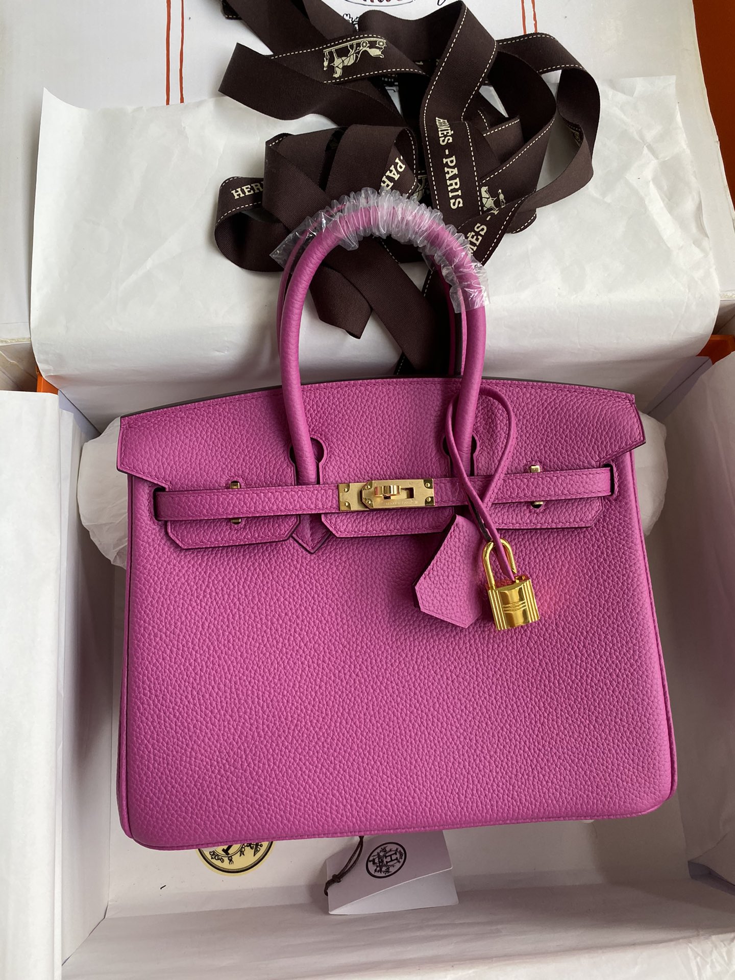 NO:699052,Half-hand birkin 25cm platinum, all steel hardware, grade A Togo leather, magnolia powder, gold buckle wax thread, Hermes, hermes, Hermes,19860909半手birkin 25cm 铂金 全钢五金 A级Togo皮 玉兰粉 金扣蜡线,爱马仕,hermes,Hermes,,Bag