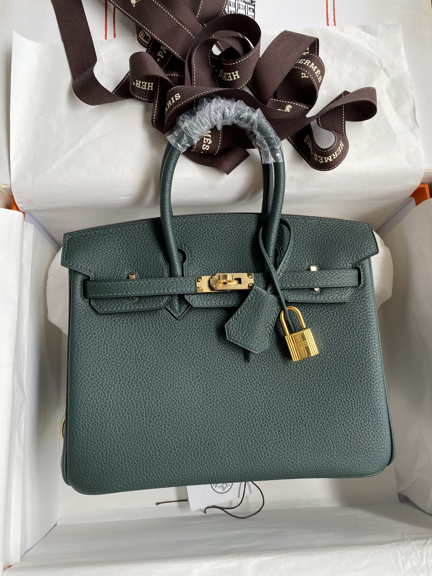 NO:699055,Half-hand birkin 25cm platinum, all steel hardware, grade A Togo leather, cypress green, gold buckle wax thread, Hermes, hermes, Hermes,19860909半手birkin 25cm 铂金 全钢五金 A级Togo皮 松柏绿 金扣蜡线,爱马仕,hermes,Hermes,,Bag