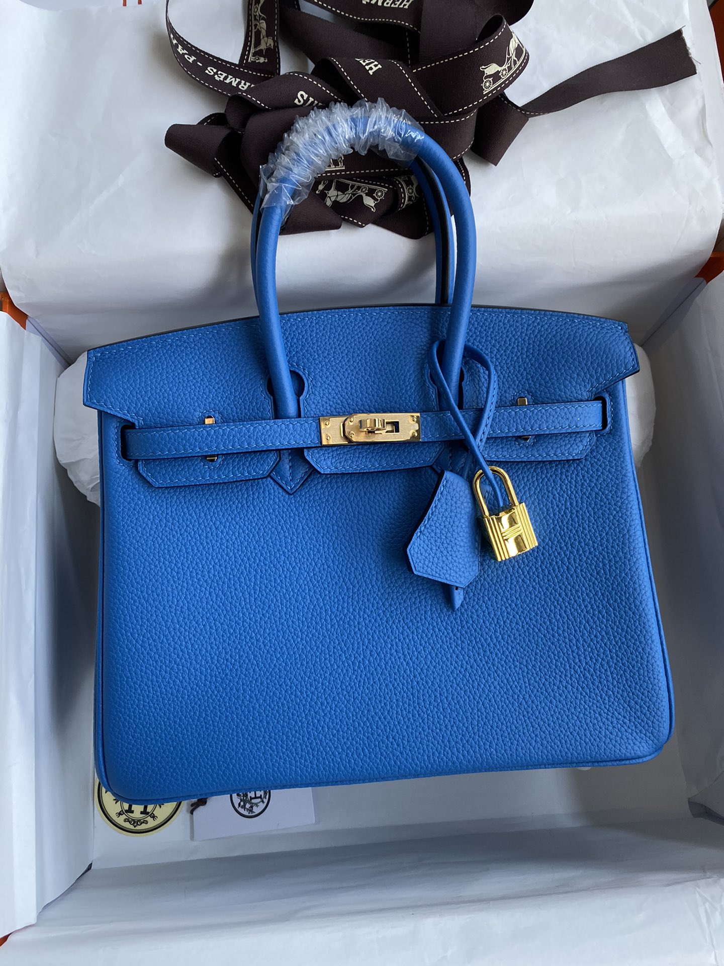 NO:699056,Half-hand birkin 25cm platinum, all steel hardware, grade A Togo leather, water demon blue, gold buckle wax thread, Hermes, hermes, Hermes,19860909半手birkin 25cm 铂金 全钢五金 A级Togo皮 水妖蓝 金扣蜡线,爱马仕,hermes,Hermes,,Bag