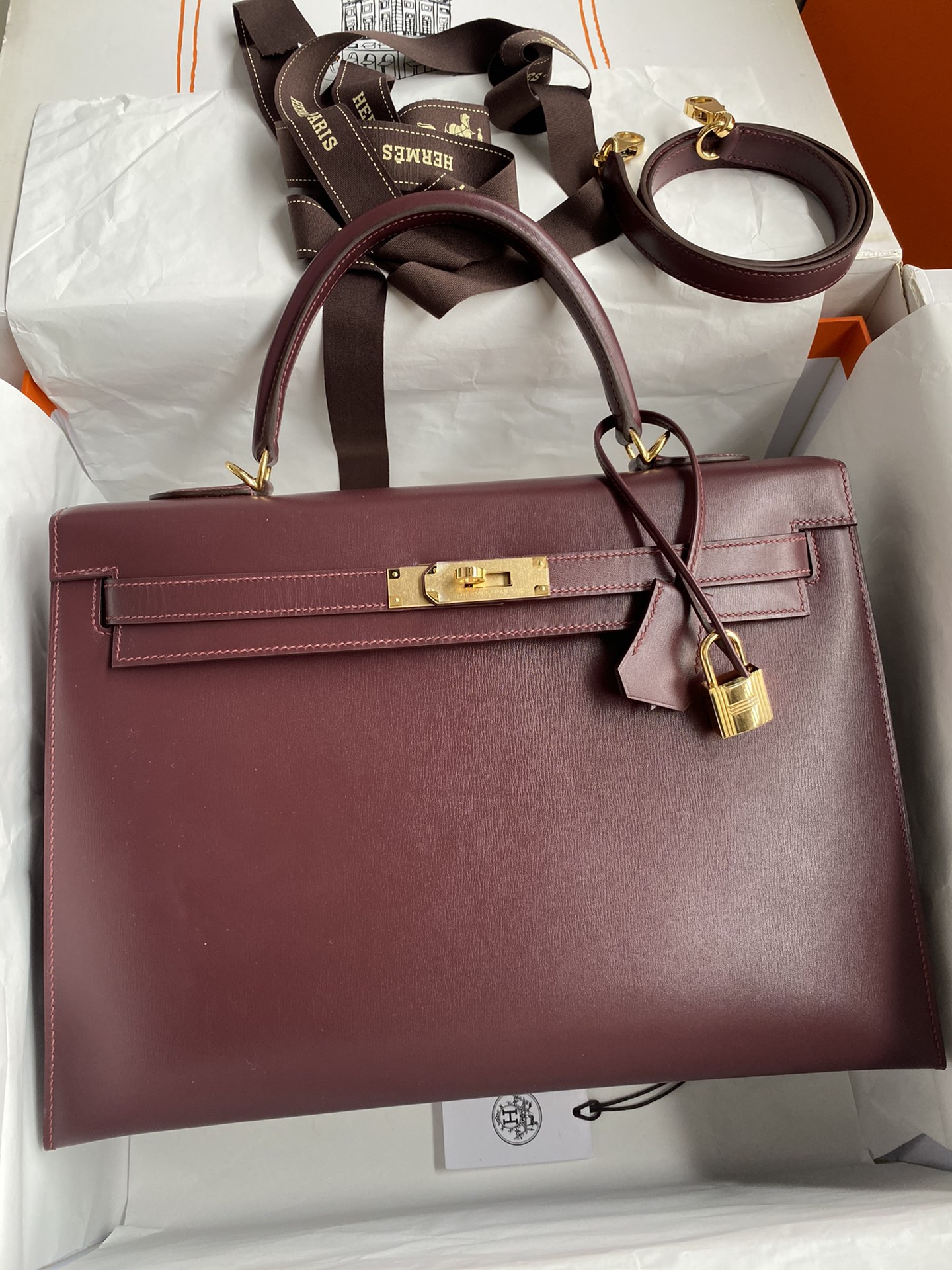 Hermes Kelly Borgonha Vermelho Hardware Dourado