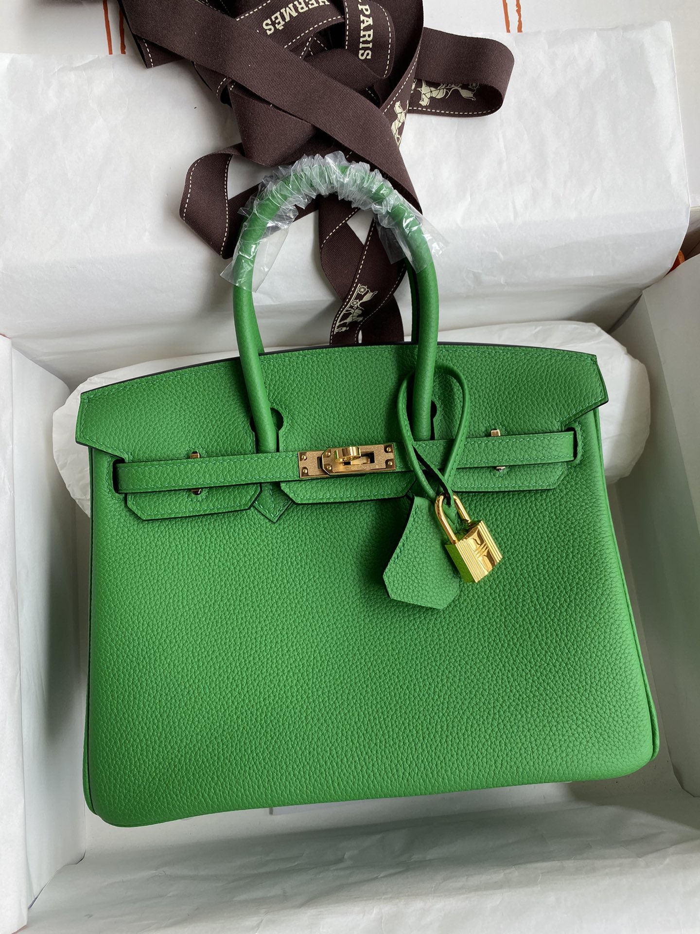 NO:699066,Half-hand birkin 25cm platinum, all steel hardware, grade A Togo leather, bamboo green, gold buckle wax thread, Hermes, hermes, Hermes,19860909半手birkin 25cm 铂金 全钢五金 A级Togo皮 竹子绿 金扣蜡线,爱马仕,hermes,Hermes,,Bag