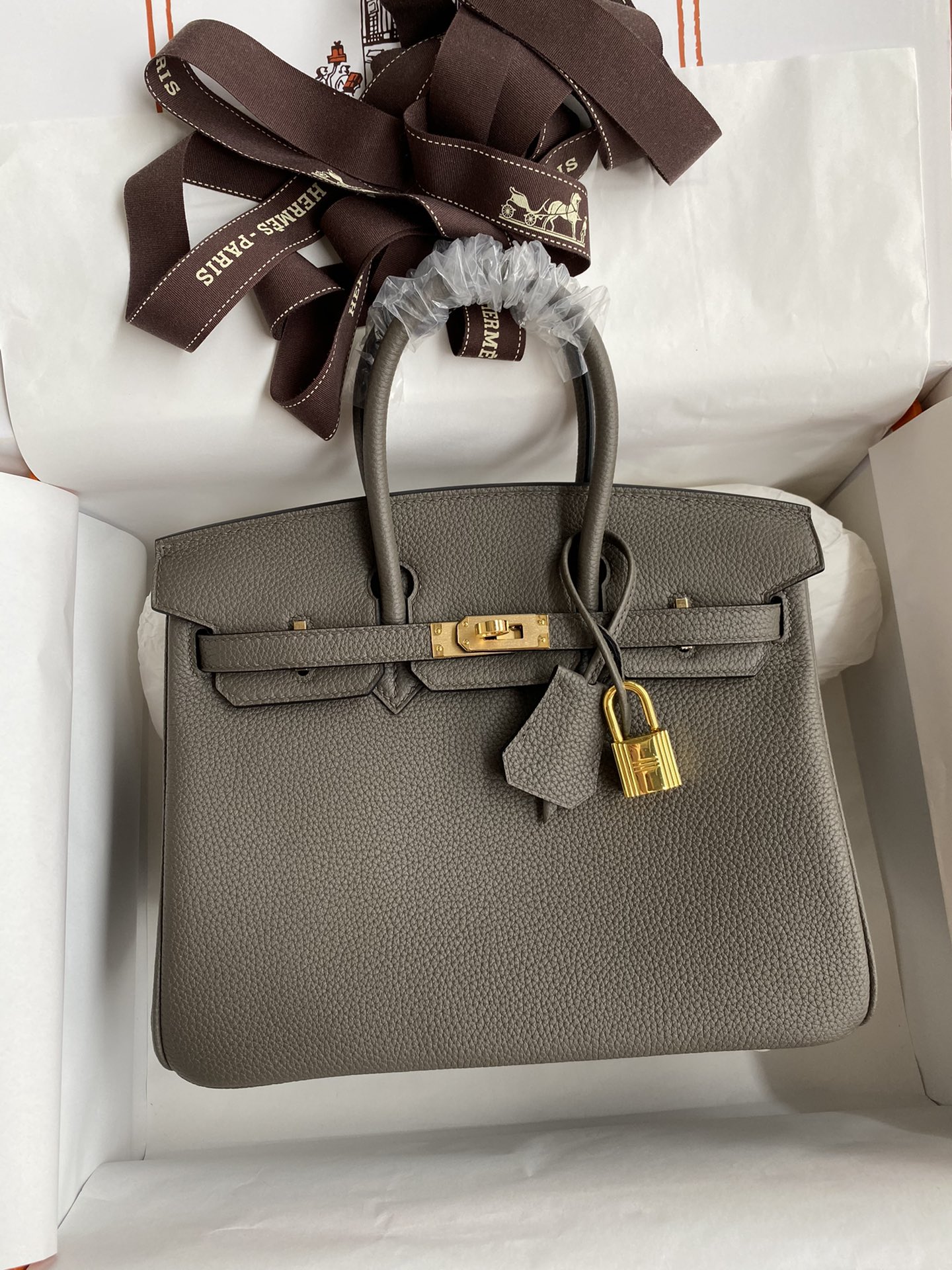 NO:699072,Half-hand birkin 25cm platinum, all steel hardware, grade A Togo leather, pewter gray, gold buckle wax thread, Hermes, hermes, Hermes,19860909半手birkin 25cm 铂金 全钢五金 A级Togo皮 锡器灰 金扣蜡线,爱马仕,hermes,Hermes,,Bag