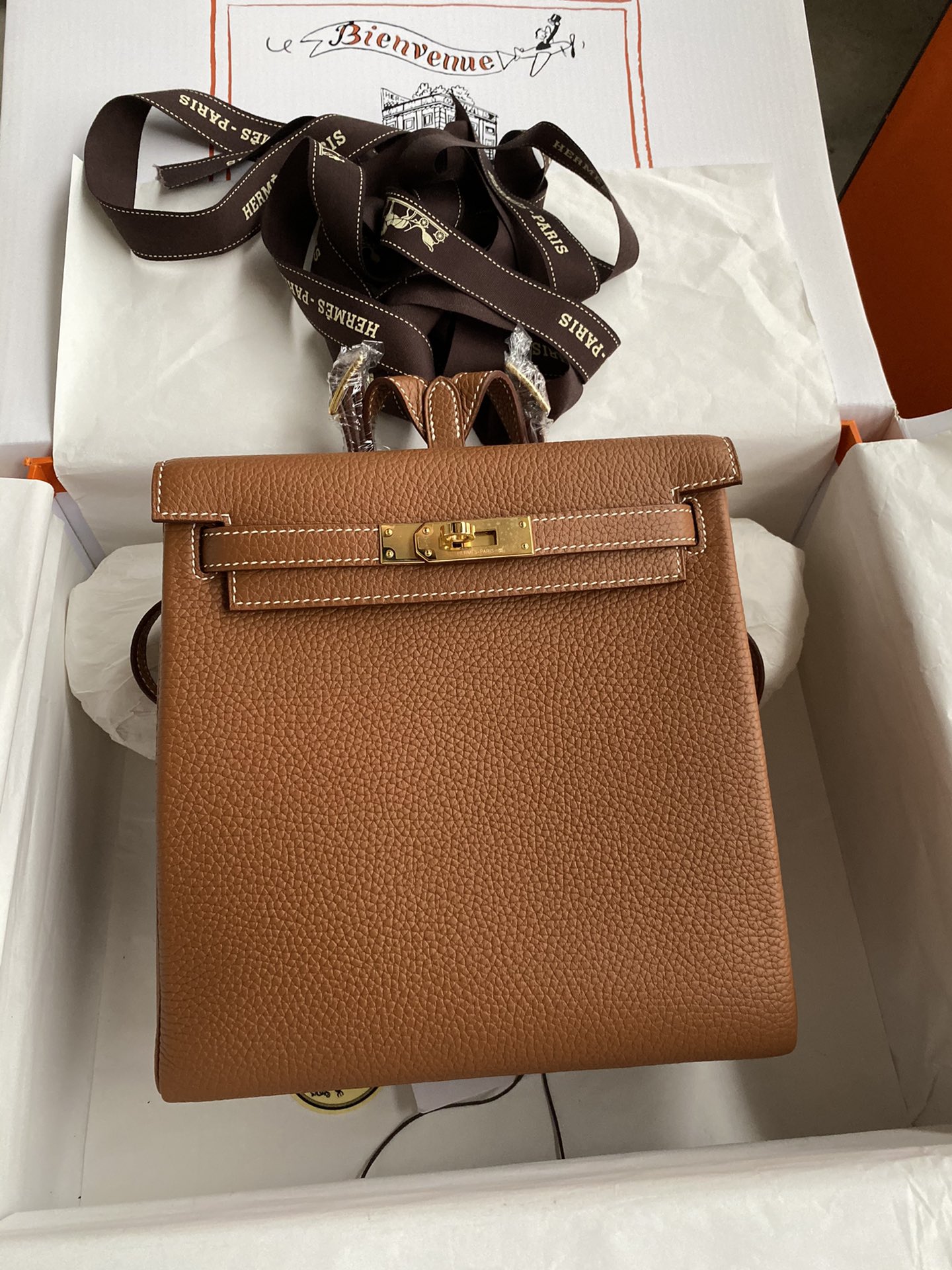 Hermes Kelly Castanho Cor do Café Homens Hardware Dourado Taurillon