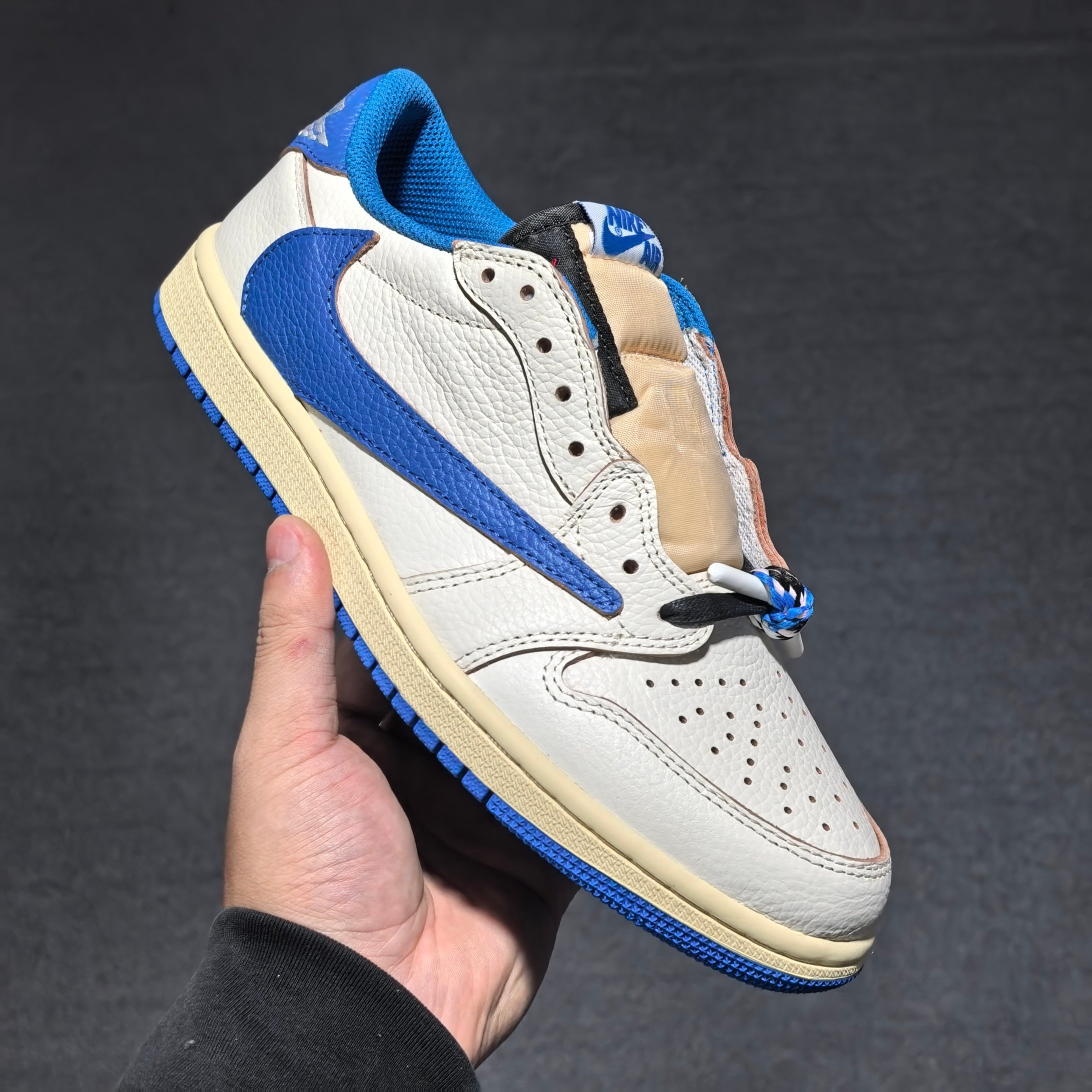 新品上架 Air jordan 1倒钩10.0白蓝 白蓝 DM7866-104全头层荔枝纹打造 市场同价