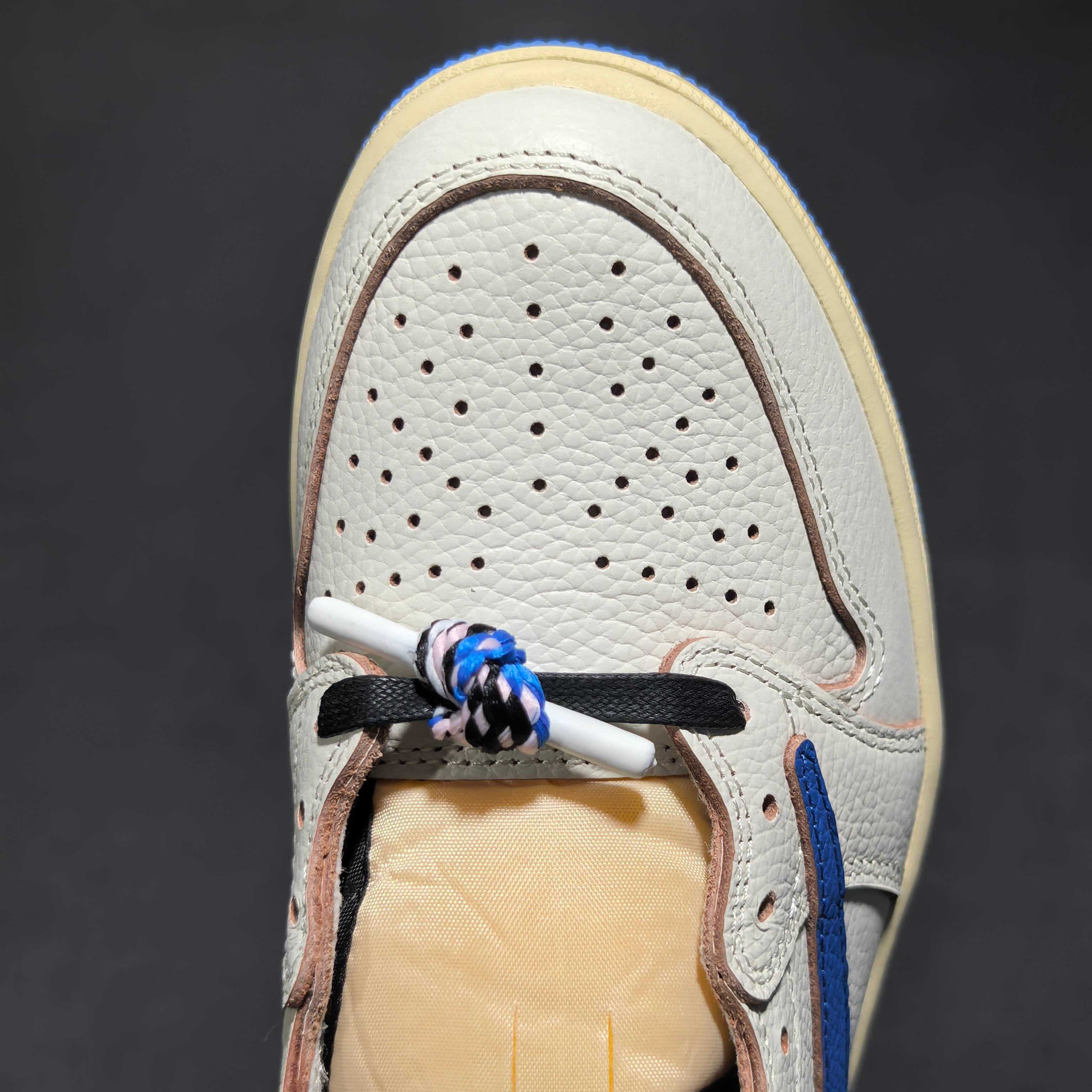 新品上架 Air jordan 1倒钩10.0白蓝 白蓝 DM7866-104全头层荔枝纹打造 市场同价