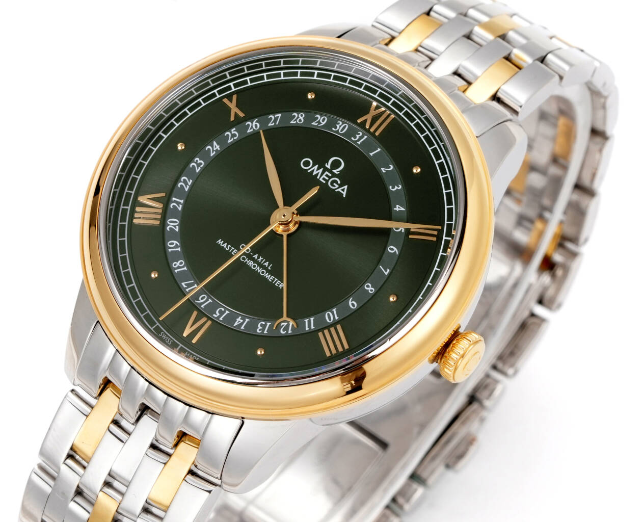 Omega Seamaster Aqua Terra Worldtimer yellow gold and stainless steel case, green dial, two-tone bracelet 43mm Men's Automatic