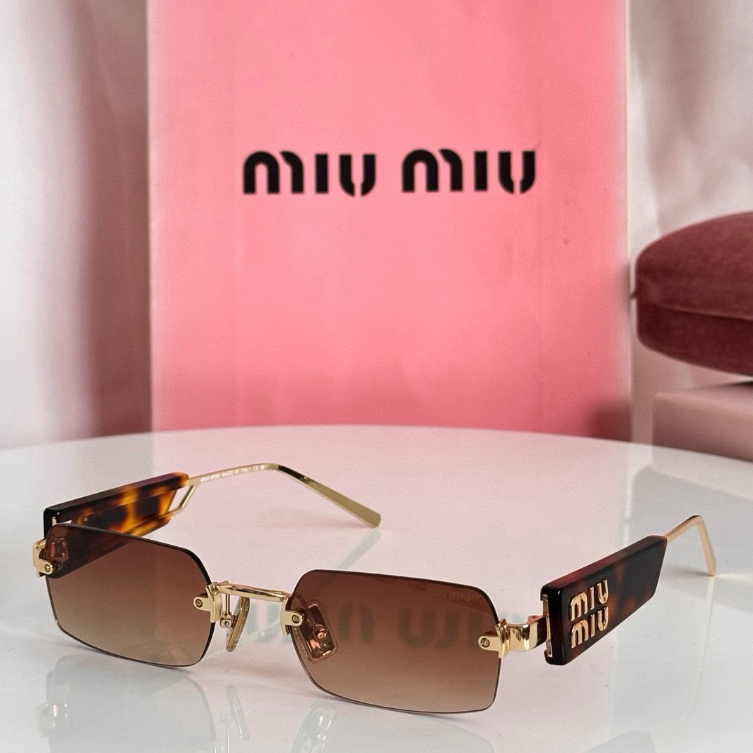 MIUMIU Rimless Women's Sunglasses Tortoiseshell Metal
