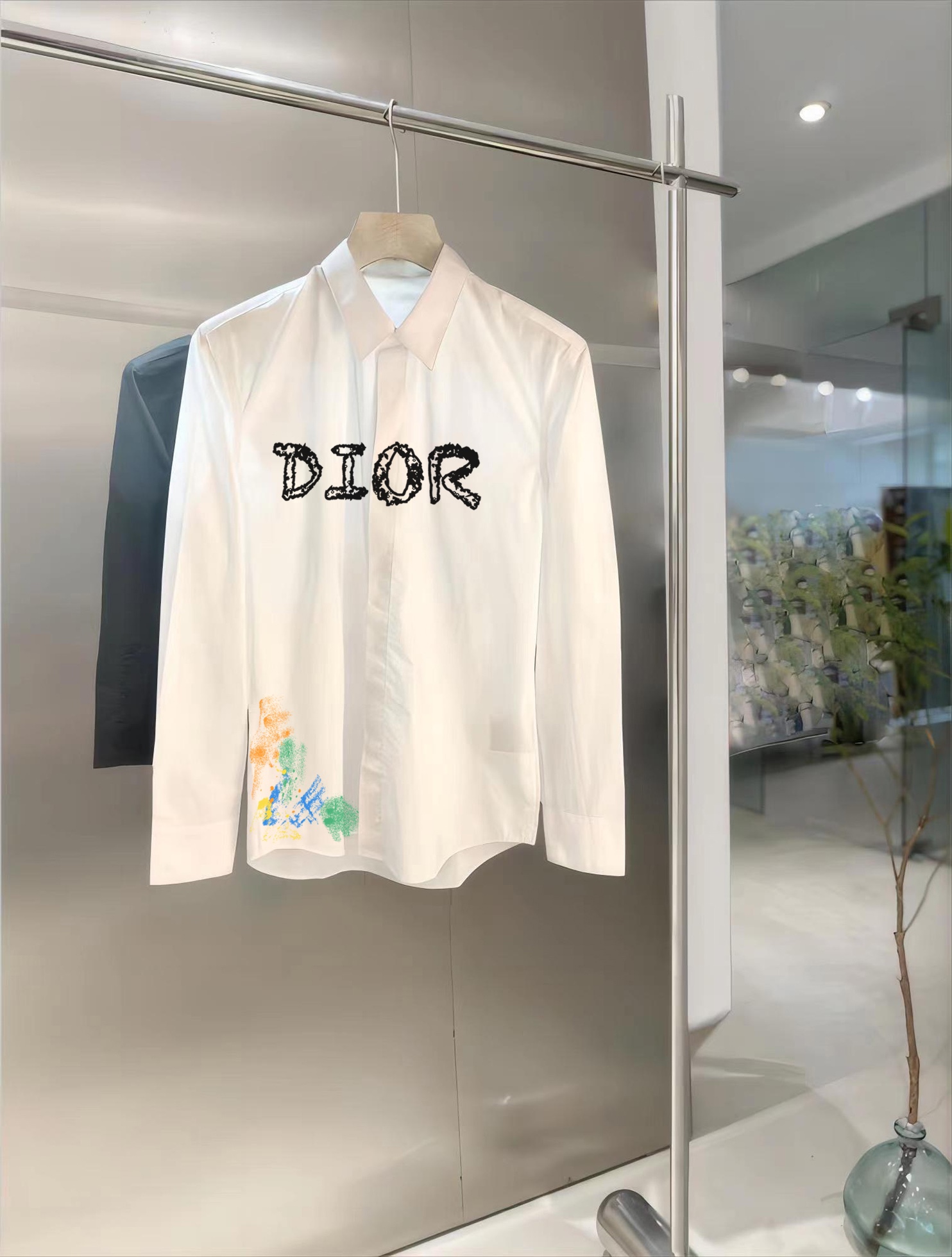 Dior Buy
 Clothing Shirts & Blouses Black White Men Cotton Fashion Long Sleeve