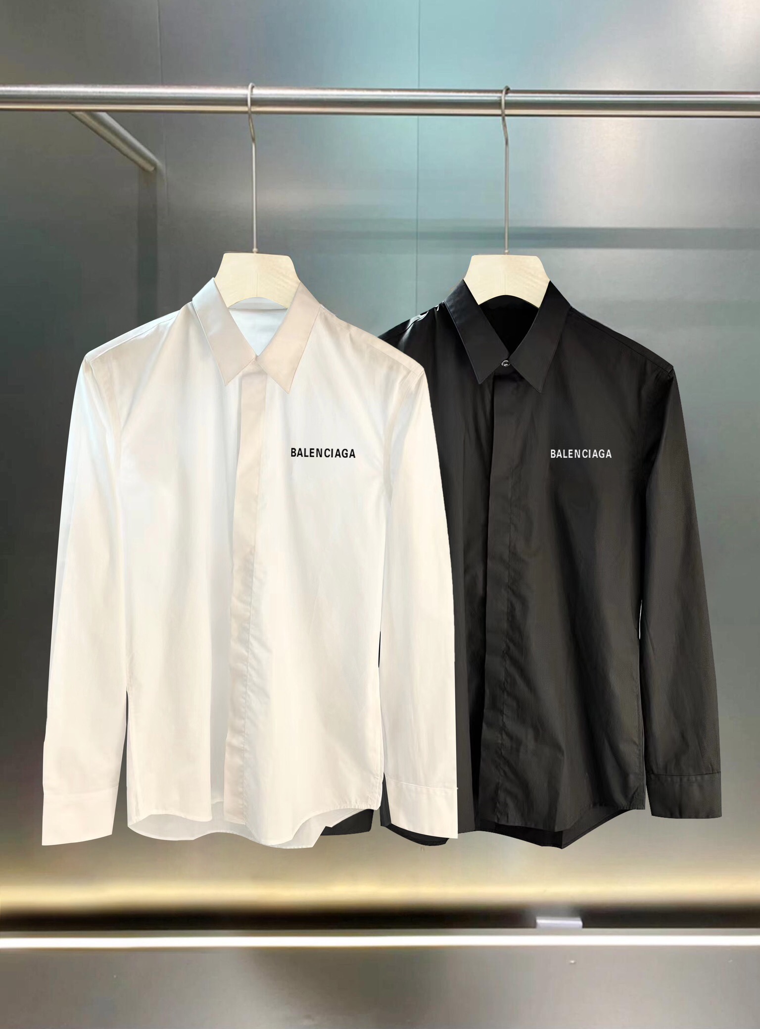 Balenciaga Store Clothing Shirts & Blouses Black White Men Cotton Fall Collection