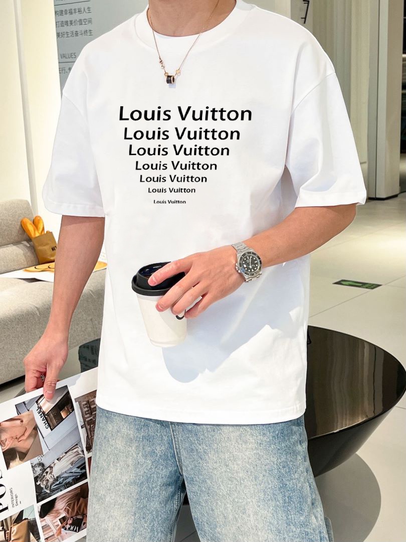 Louis Vuitton Designer
 Clothing T-Shirt website to buy replica
 Black White Printing Cotton Short Sleeve