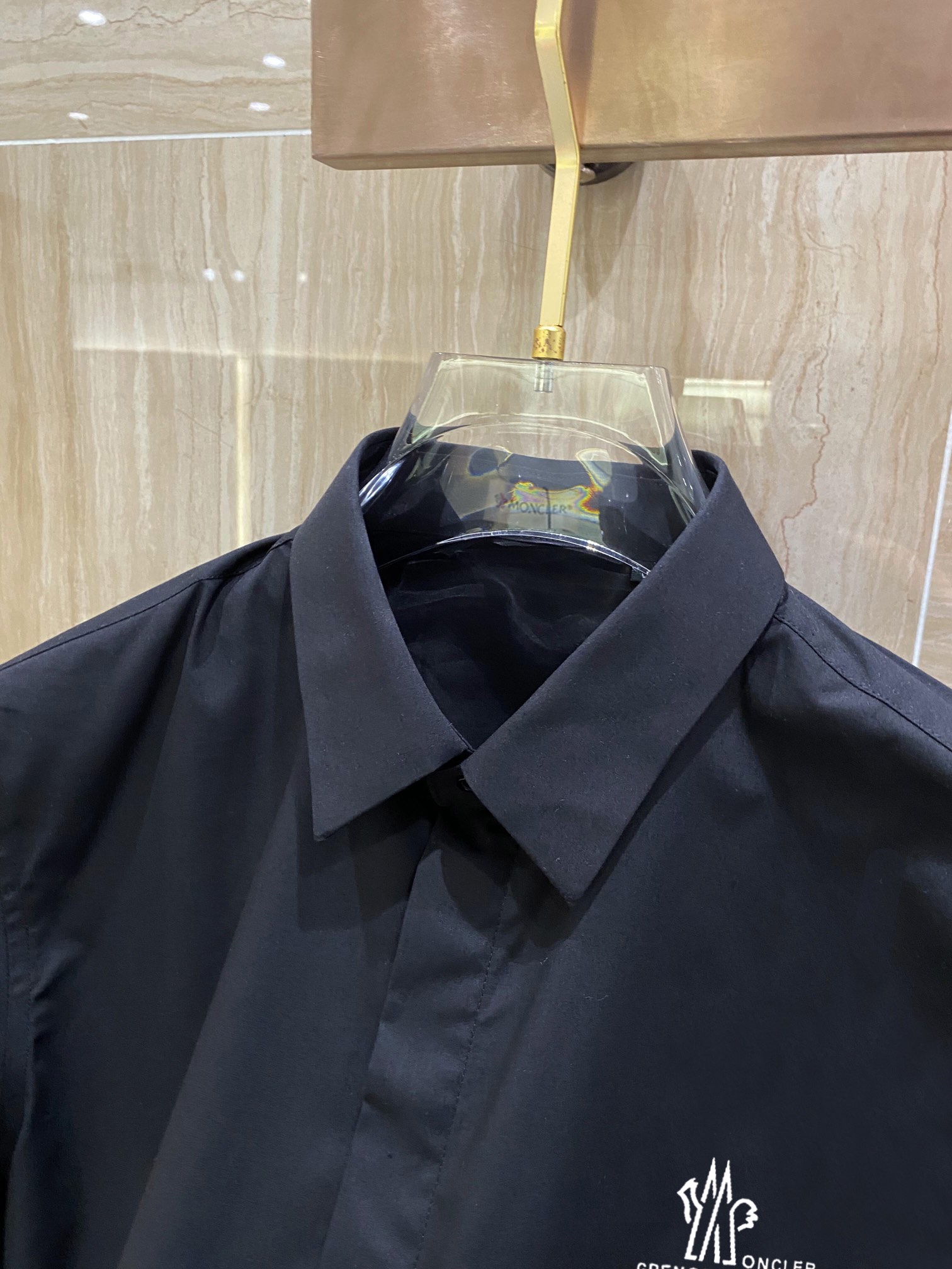 Moncler Men’s Cotton Shirt with Brass Details in Black and White, Sizes 38-42 - 图片 8