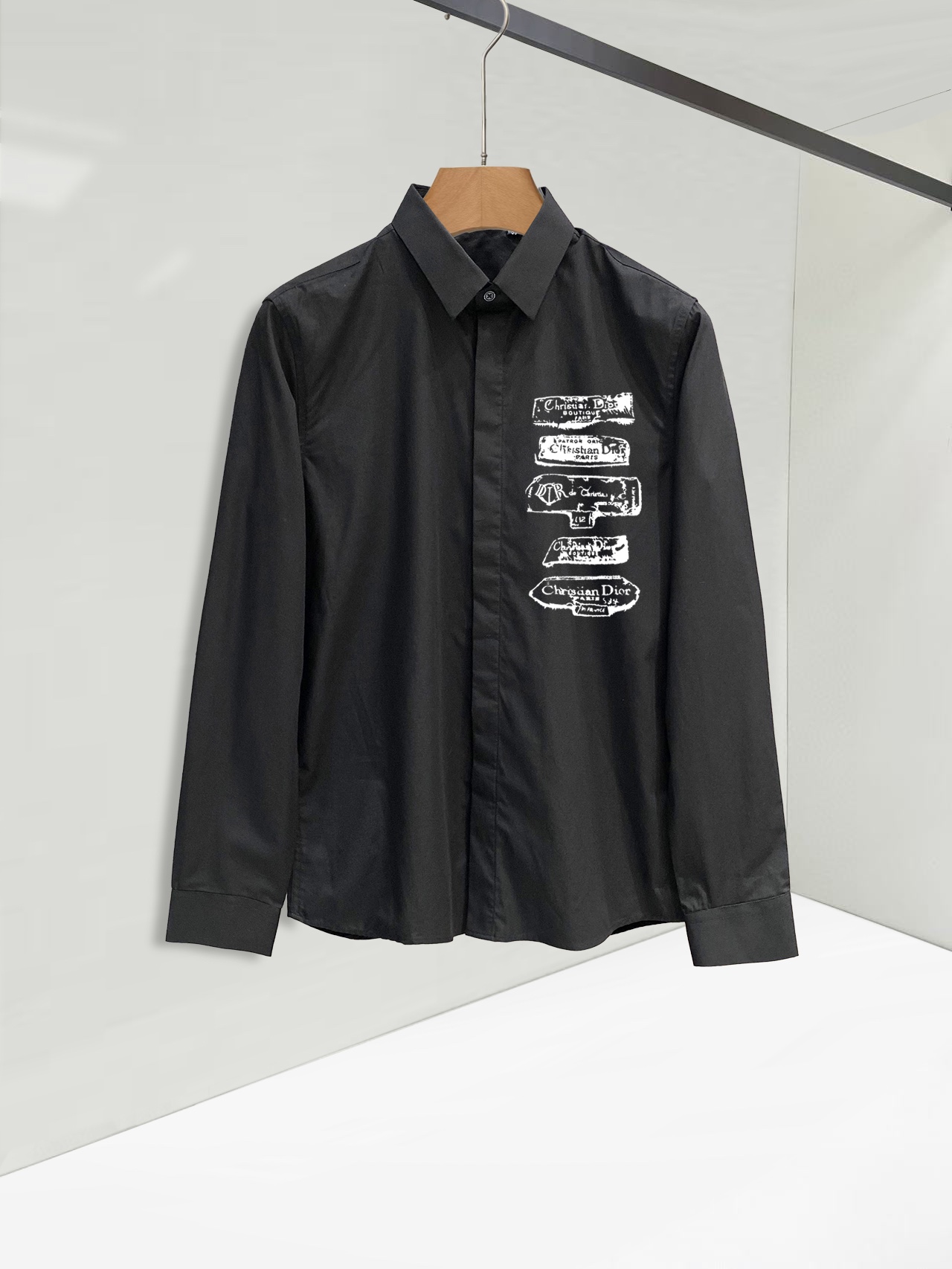 Luxurious Men’s Cotton Shirt by cj Dior in Sizes 38-43, Black and White. - 图片 1