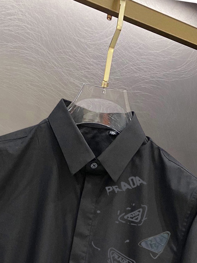 Luxurious Prada Men’s Shirt in Natural Cotton, Black & White, Sizes 38-43 - 图片 5