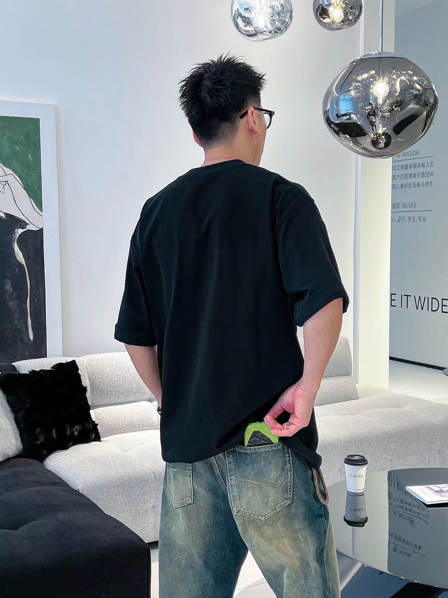 Cotton Fabric Men’s Long Sleeve T-shirt in Black and White, Sizes M-3XL - 图片 5