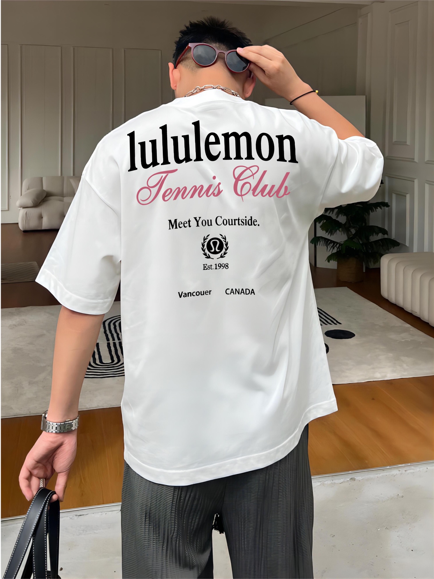 “230g Cotton Fabric Shirt in Black and White, Sizes M-3XL with Brass Details” - 图片 3