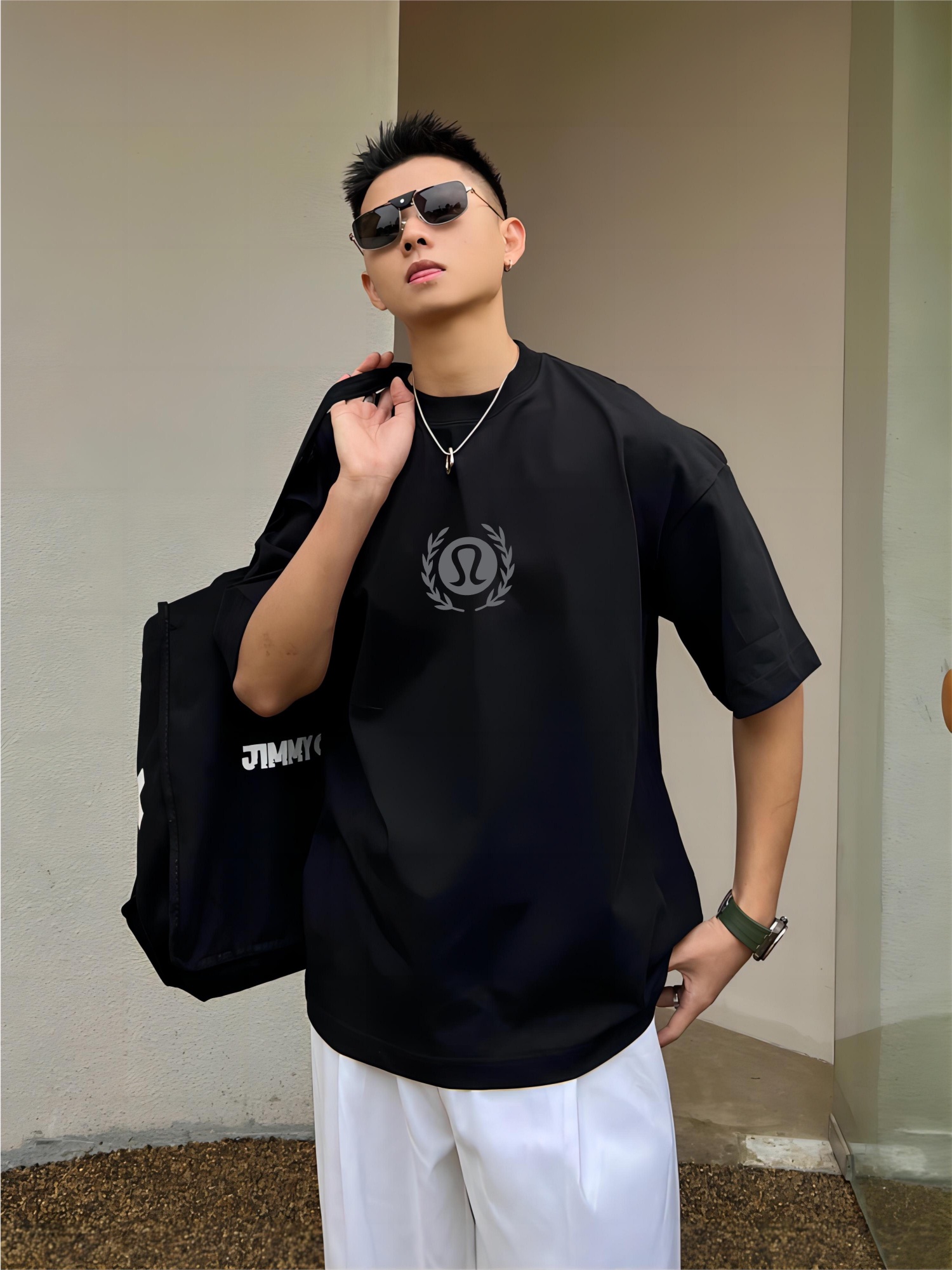 Men’s Cotton Double Fabric Long Sleeve Shirt in Black and White, Sizes M-3XL. - 图片 5