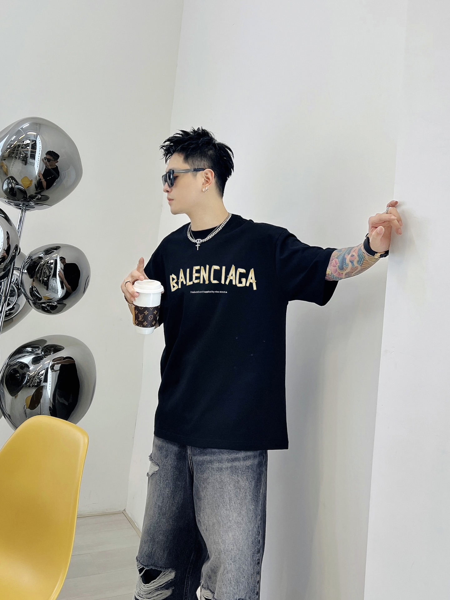 Cotton Double Fabric for Men’s Black and White Long Sleeve Shirts, Various Sizes. - 图片 3