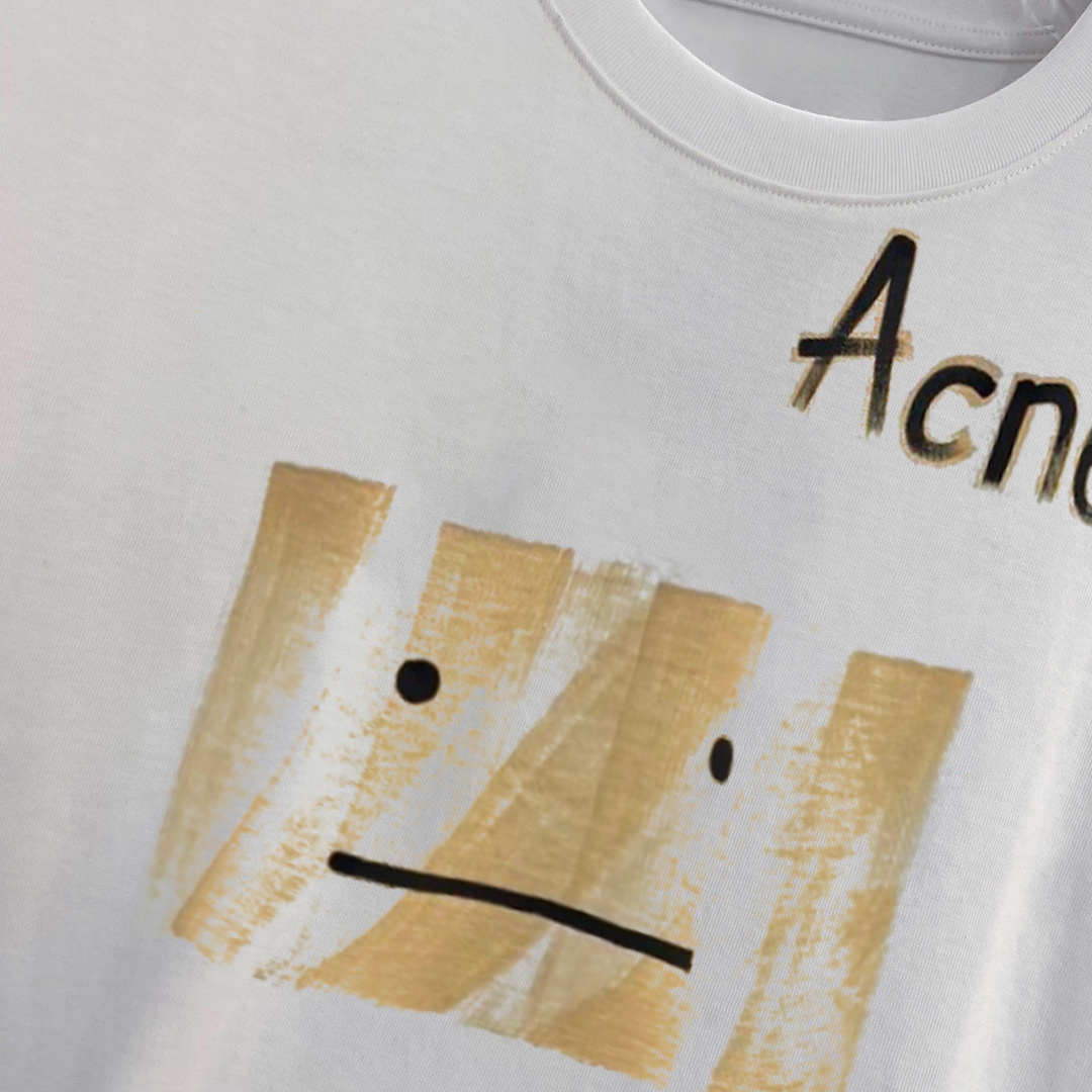         ACNE 新款字母印花双层重工短袖T桖 字母图案不管是