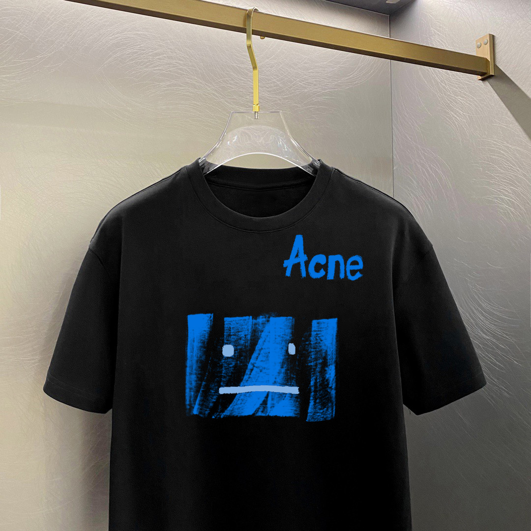         ACNE 新款字母印花双层重工短袖T桖 字母图案不管是