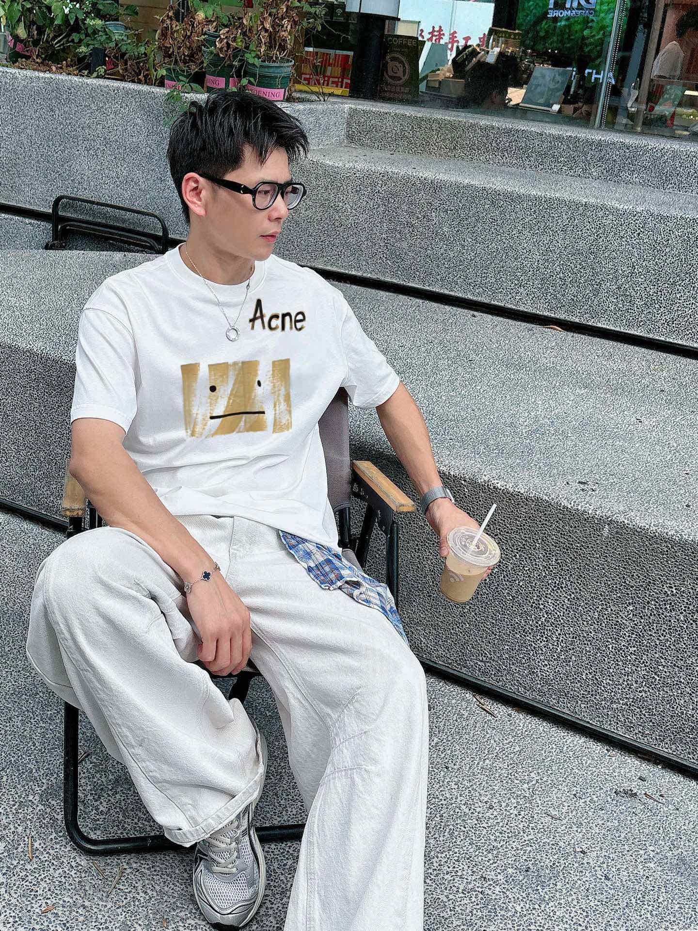 ACNE 新款字母印花双层重工短袖T桖  字母图案不管是T桖还是卫衣都是每年的爆款单品  前幅大面积印
