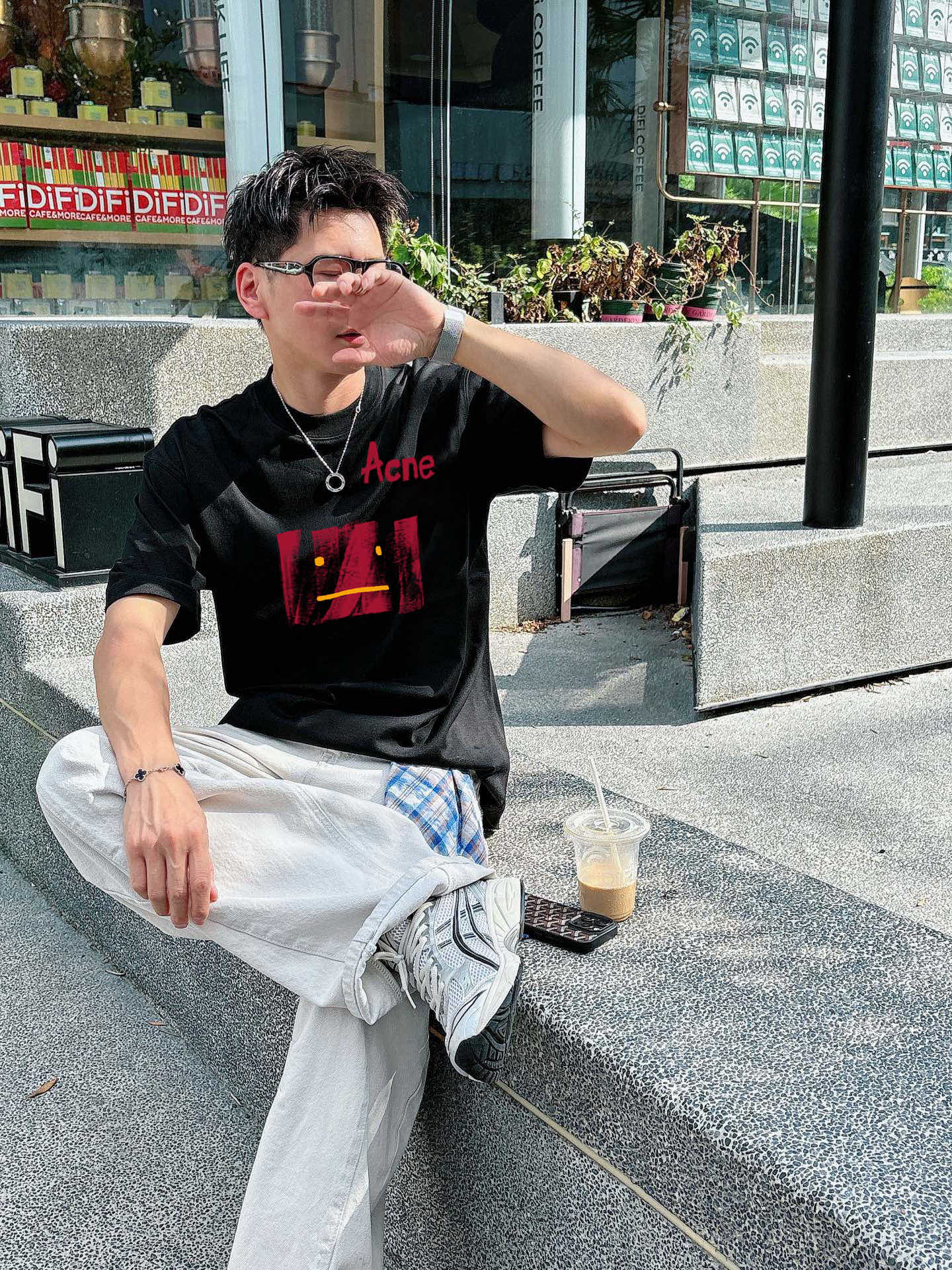  ACNE 新款字母印花双层重工短袖T桖  字母图案不管是T桖还是卫衣都是每年的爆款单品  前幅大面积印