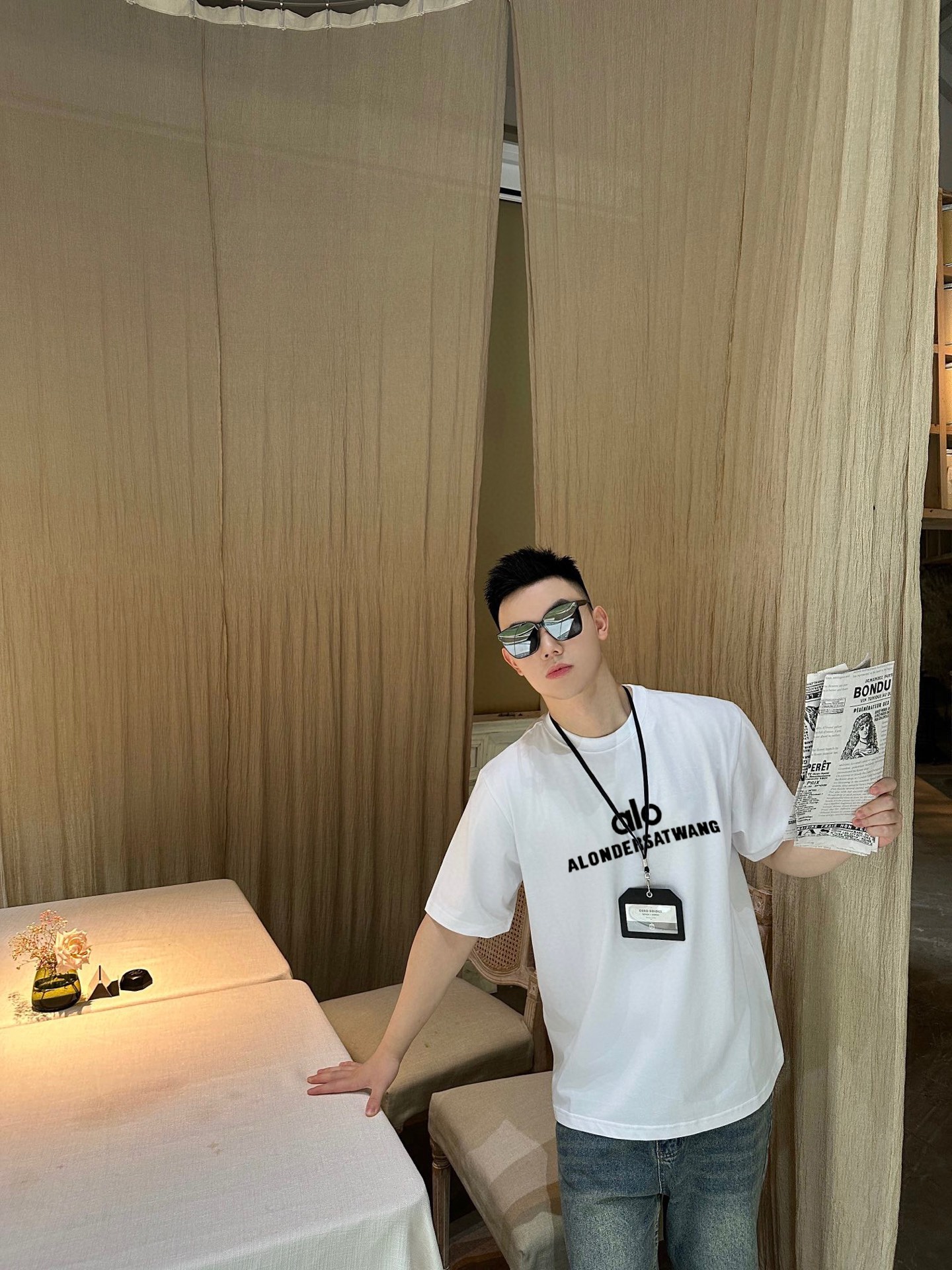 ￼ ￼ ￼ ￼ ￼ ￼ ￼ ￼ ￼￼ ALO 新款字母印花双层重工短袖T桖 字母图案不管是T桖还是卫衣都