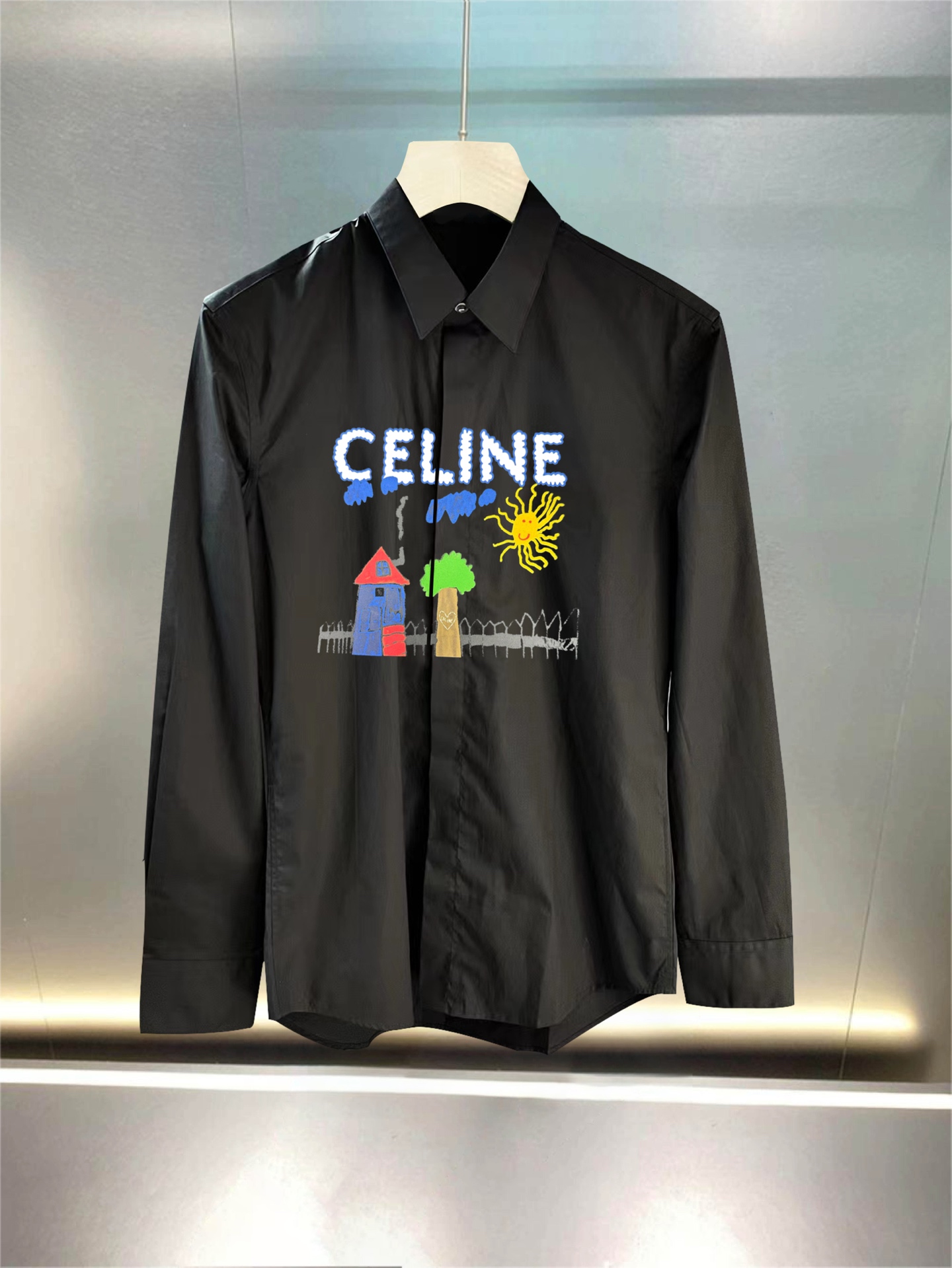 Celine 最新款男士必备款衬衫，100%天然棉，舒服透气，原单狠货，原版面料，柔软舒适，上身高端又奢