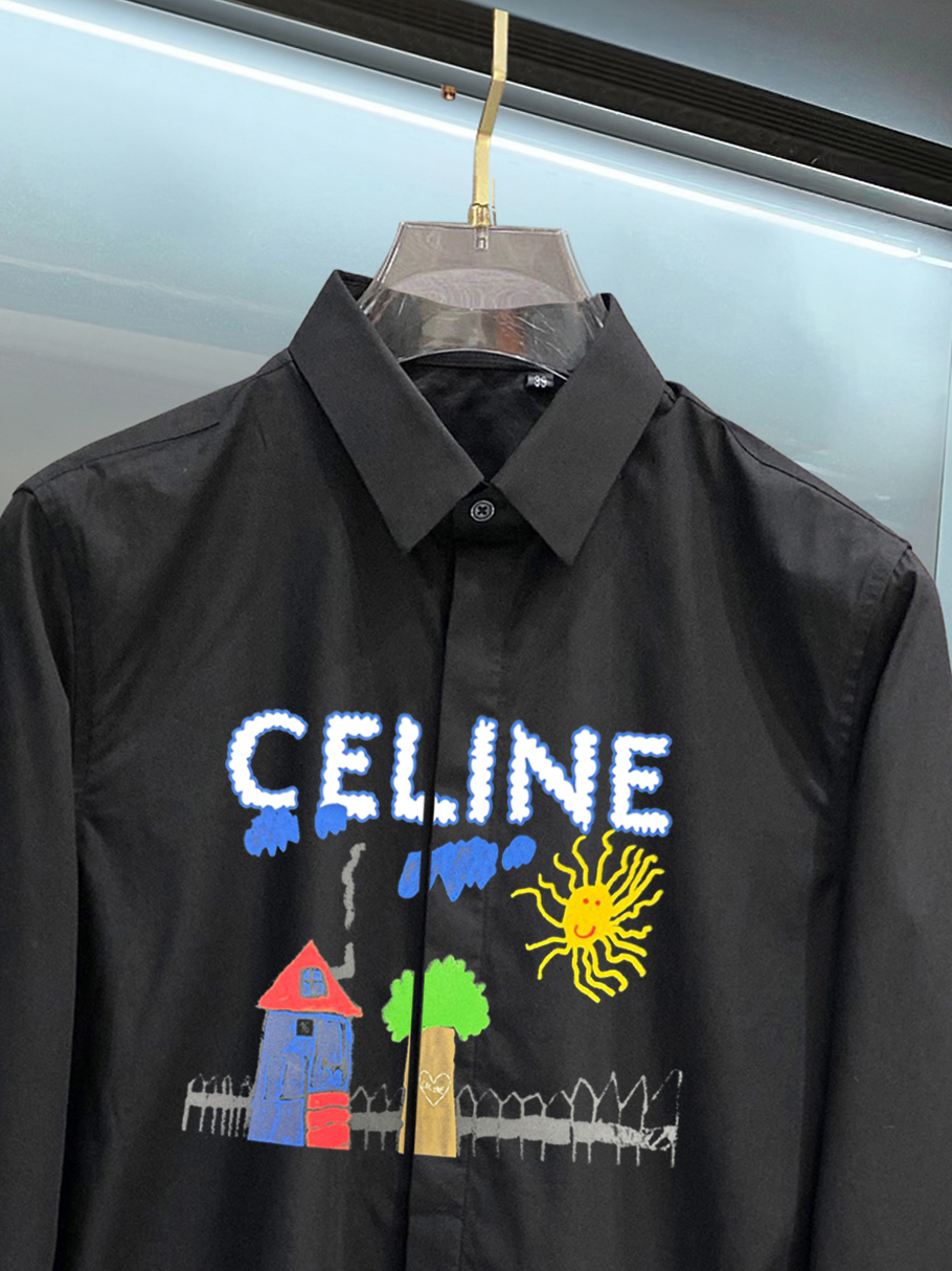 ￼ Celine 最新款男士必备款衬衫，100%天然棉，舒服透气，原单狠货，原版面料，柔软舒适，上身高端
