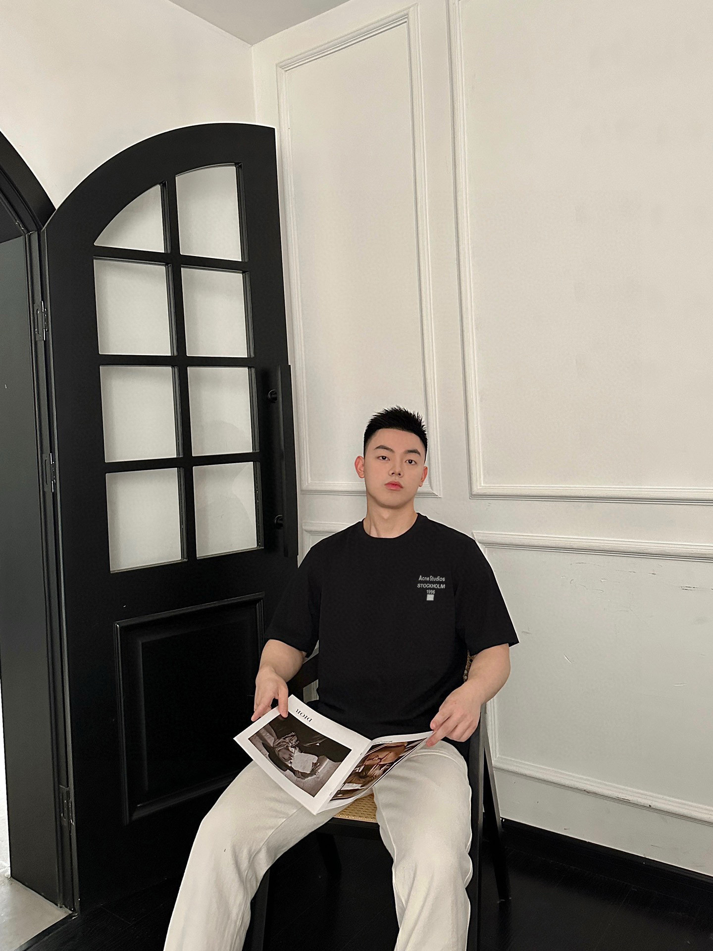 ￼ ￼ ￼ ￼ ￼ ￼ ￼ ￼ ￼￼ ACNE 新款字母印花双层重工短袖T桖 字母图案不管是T桖还是卫衣