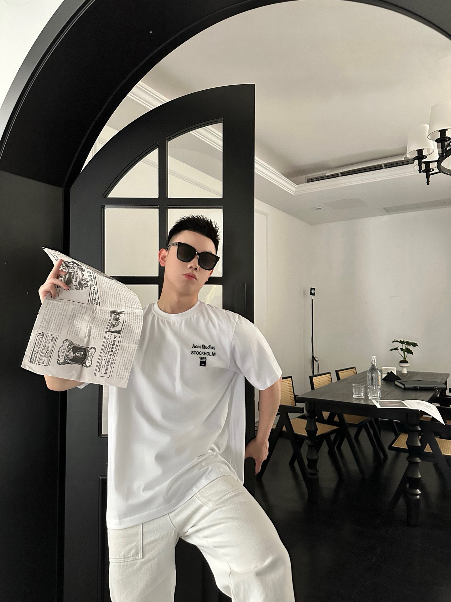 ￼ ￼ ￼ ￼ ￼ ￼ ￼ ￼ ￼￼ ACNE 新款字母印花双层重工短袖T桖 字母图案不管是T桖还是卫衣