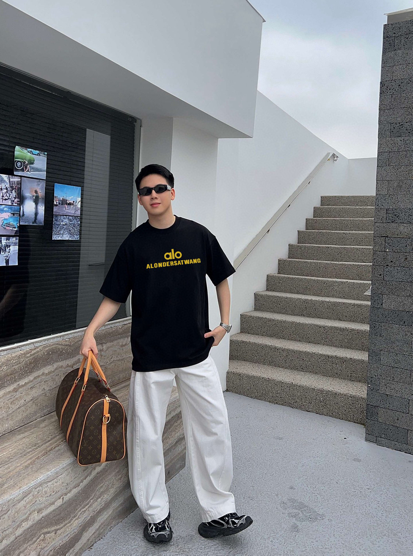 ￼ ￼ ￼ ￼ ￼ ￼ ￼ ￼ ￼￼ alo 新款字母印花双层重工短袖T桖 字母图案不管是T桖还是卫衣都