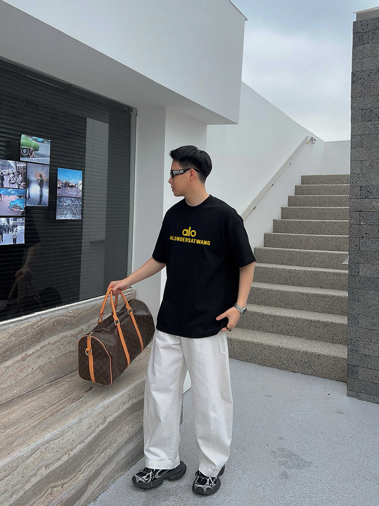 ￼ ￼ ￼ ￼ ￼ ￼ ￼ ￼ ￼￼ alo 新款字母印花双层重工短袖T桖 字母图案不管是T桖还是卫衣都