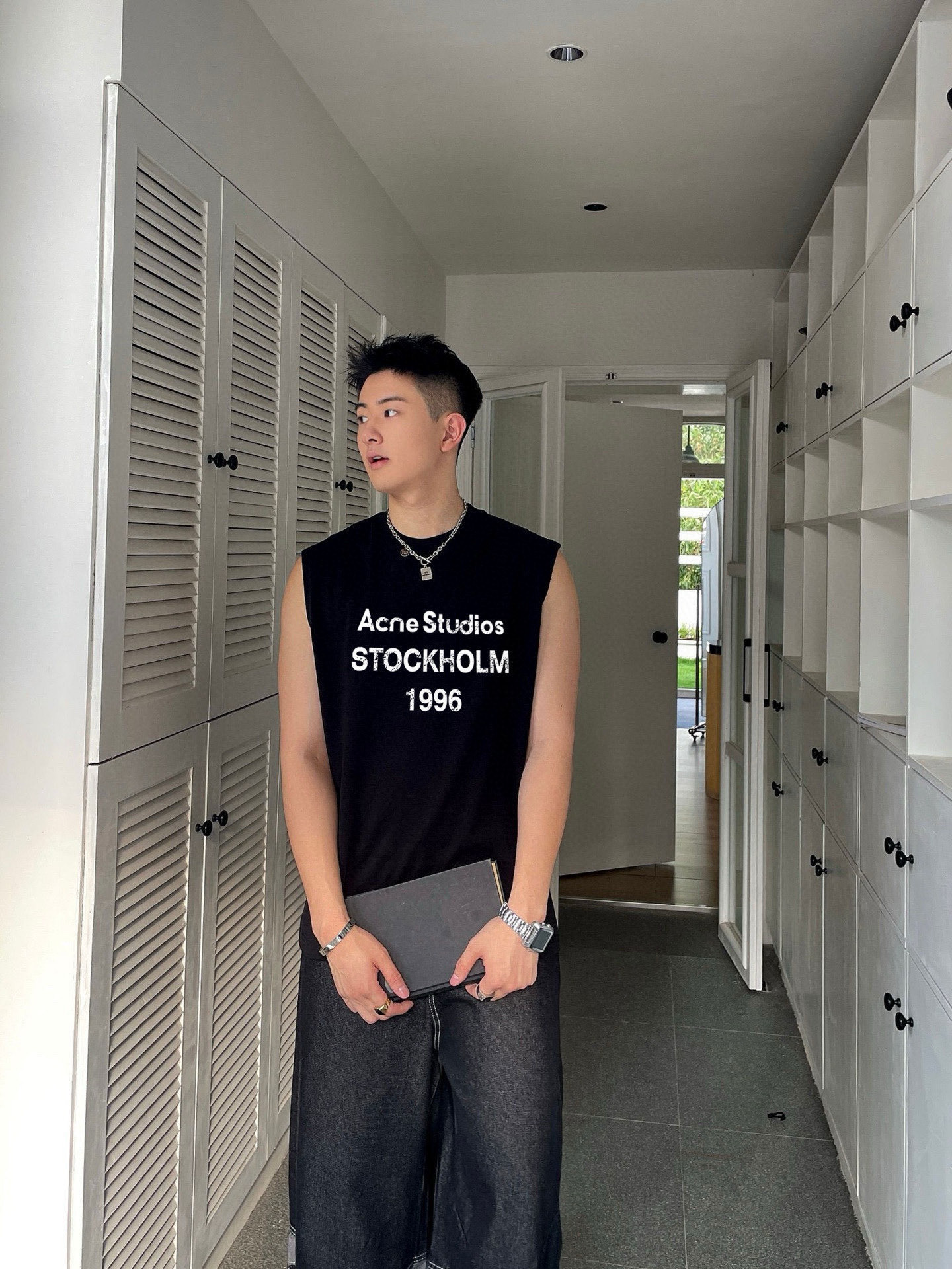 ACNE 官网最新上架 背心夏日必备单品 很显身材的一款 重工印花图案 简约大气 M-XXL （下单提供